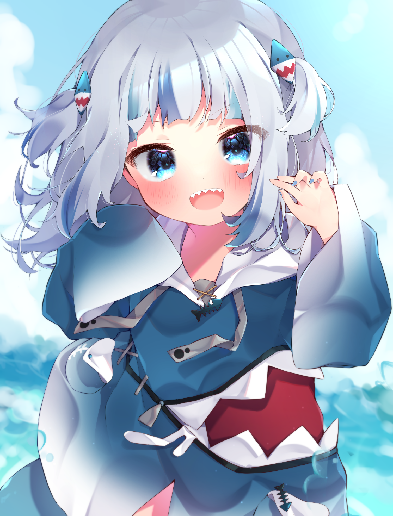 Shark - Hololive, Gawr gura, Loli, Anime art, Anime, Art, Longpost, Virtual youtuber