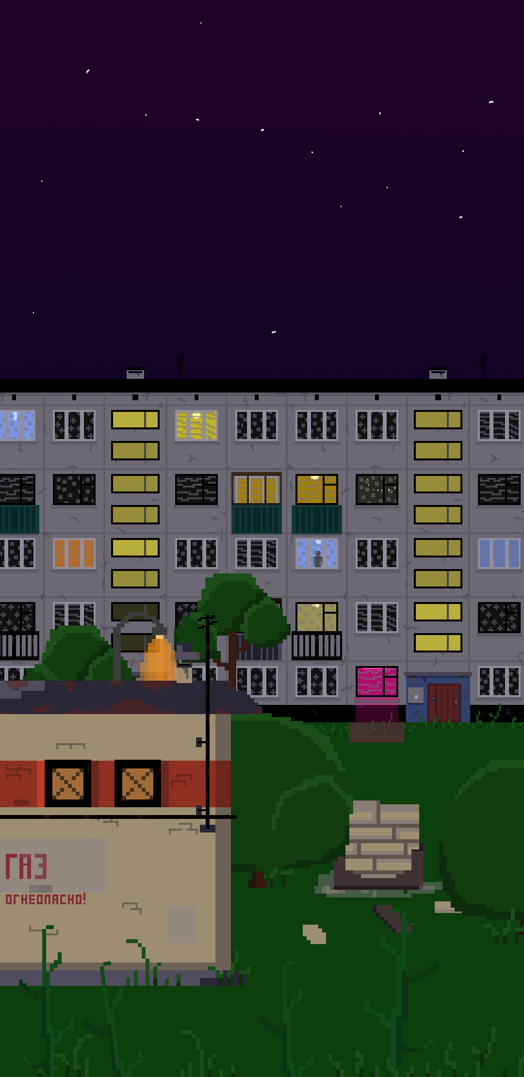 Pixel art, night courtyard - My, Pixel Art, Creation, Beginner artist