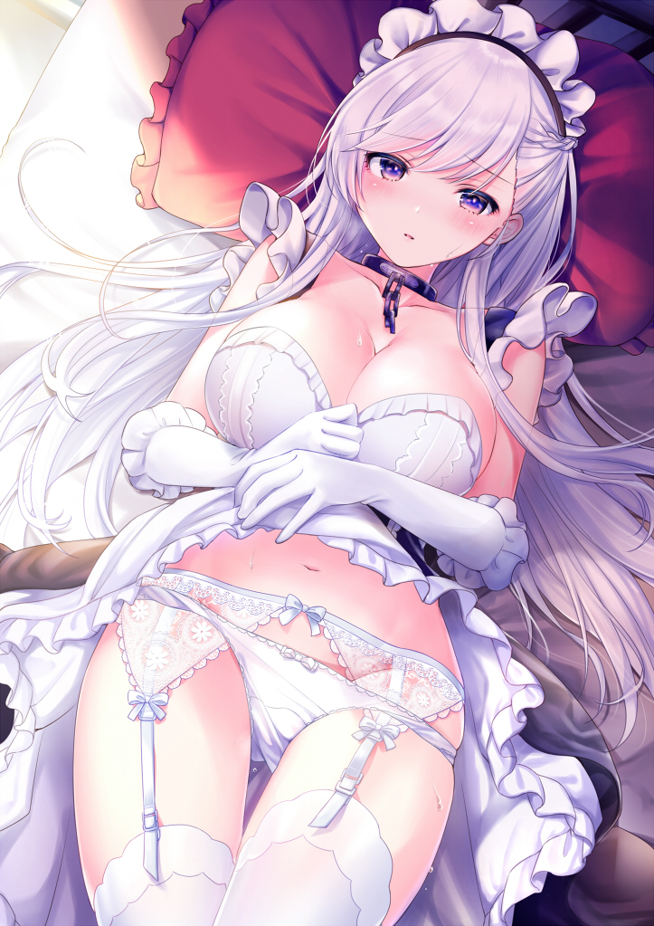 Belfast - NSFW, Anime, Anime art, Azur lane, Belfast, Underwear, Breast, Pantsu, Stockings