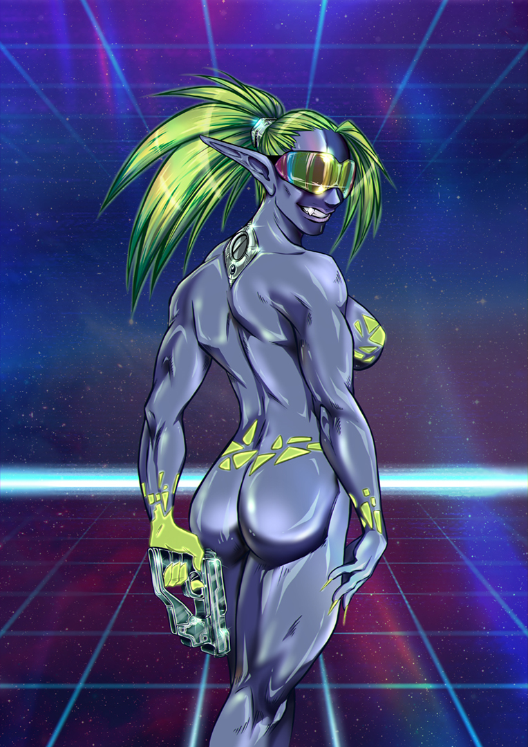 CyberElf - NSFW, My, Dark Elf, Elves, Clip Studio Paint, Muscleart, Cyber, Cyberpunk