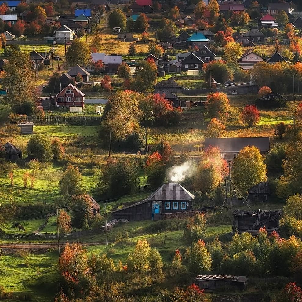 Pashiya village - The photo, Village, Russia, Pashia, Autumn, Architecture, Village, Perm Territory