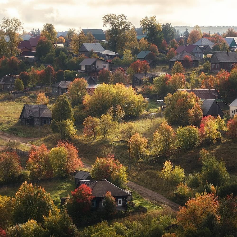 Pashiya village - The photo, Village, Russia, Pashia, Autumn, Architecture, Village, Perm Territory