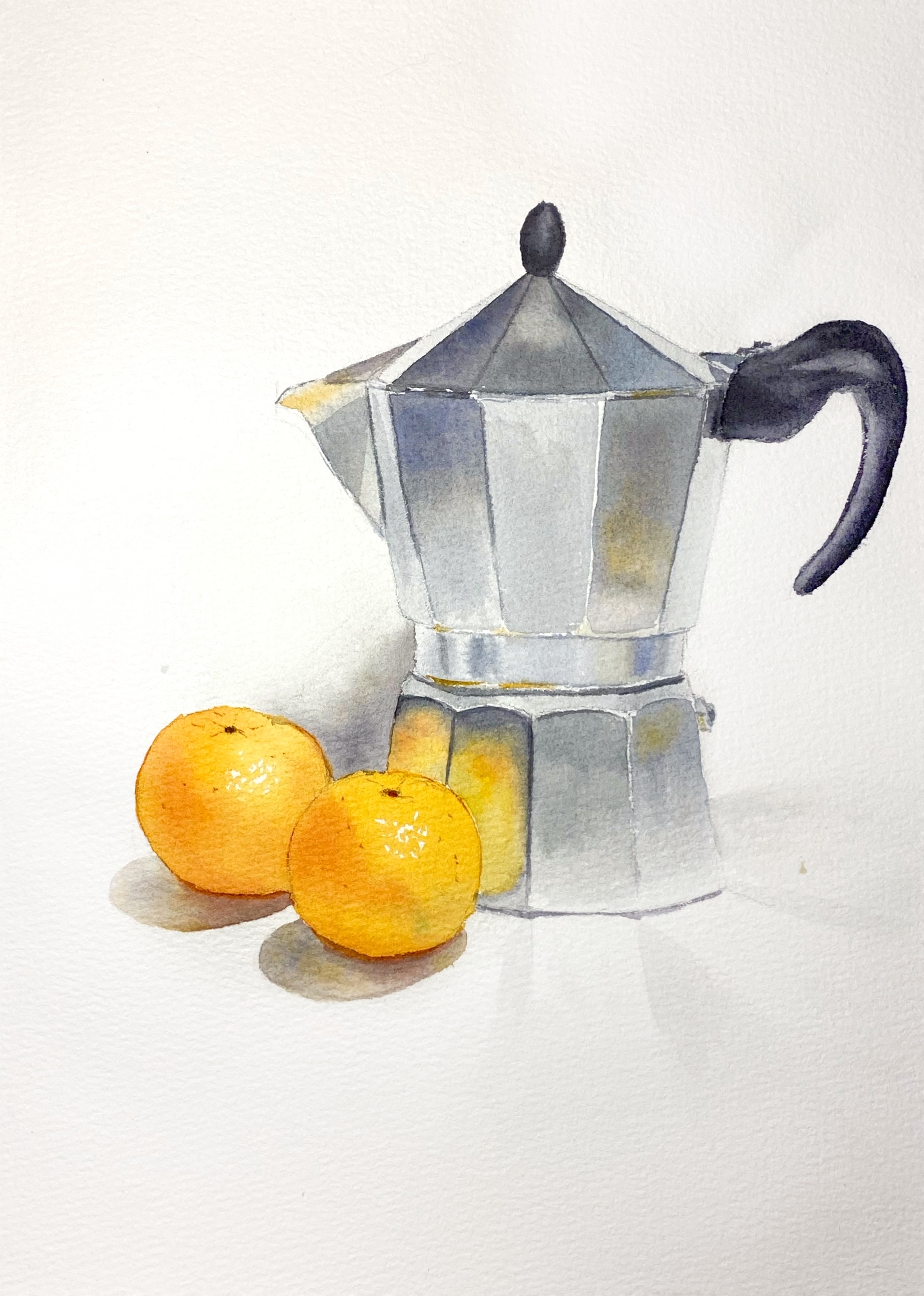 Coffee maker in watercolor - My, Learning to draw, Beginner artist, Watercolor, Still life