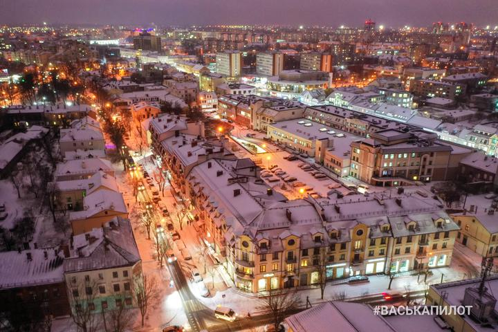 Заснеженный Брест с высоты птичьего полета - Фотография, Брест, Республика Беларусь, Вид сверху, Видео, Длиннопост