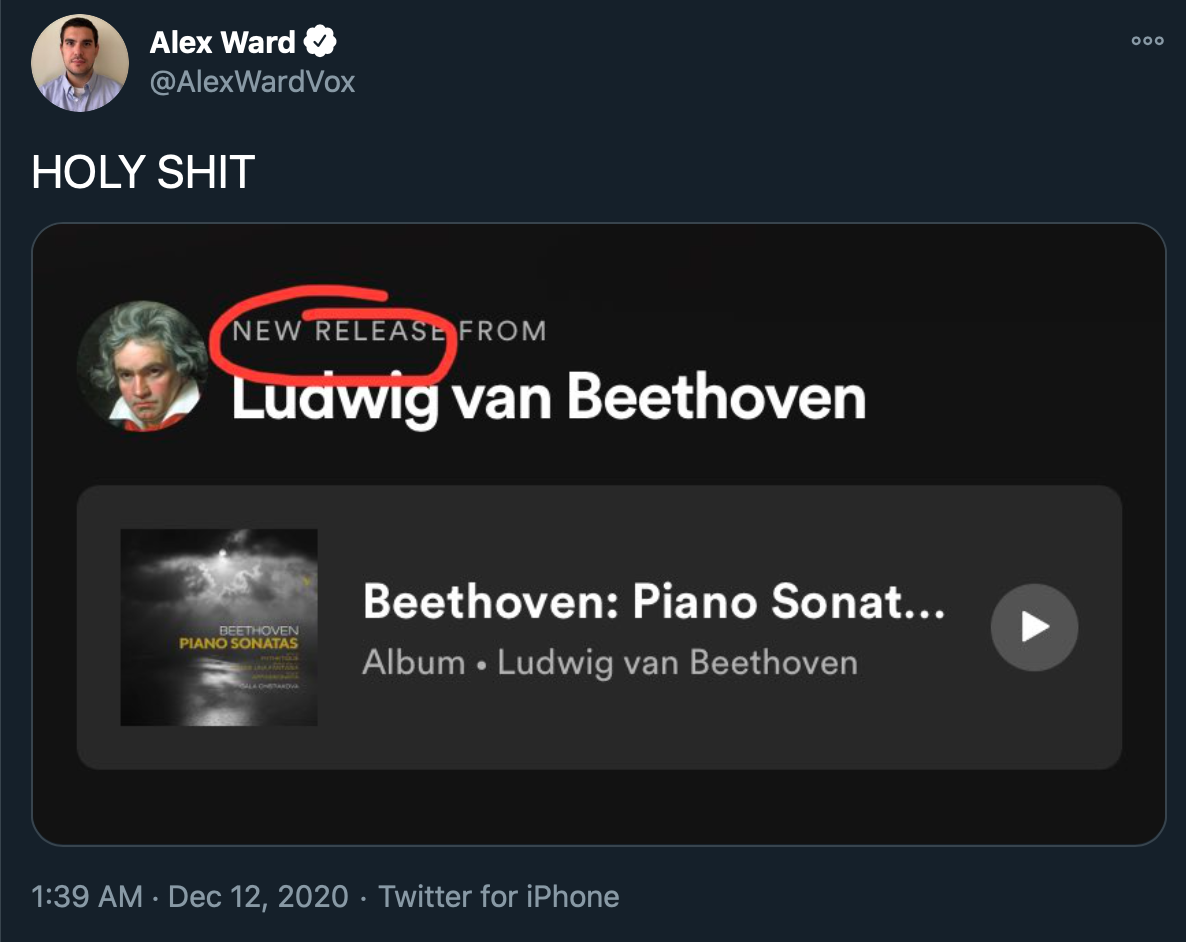 New release from Beethoven! - Spotify, Music, Screenshot, Ludwig van Beethoven