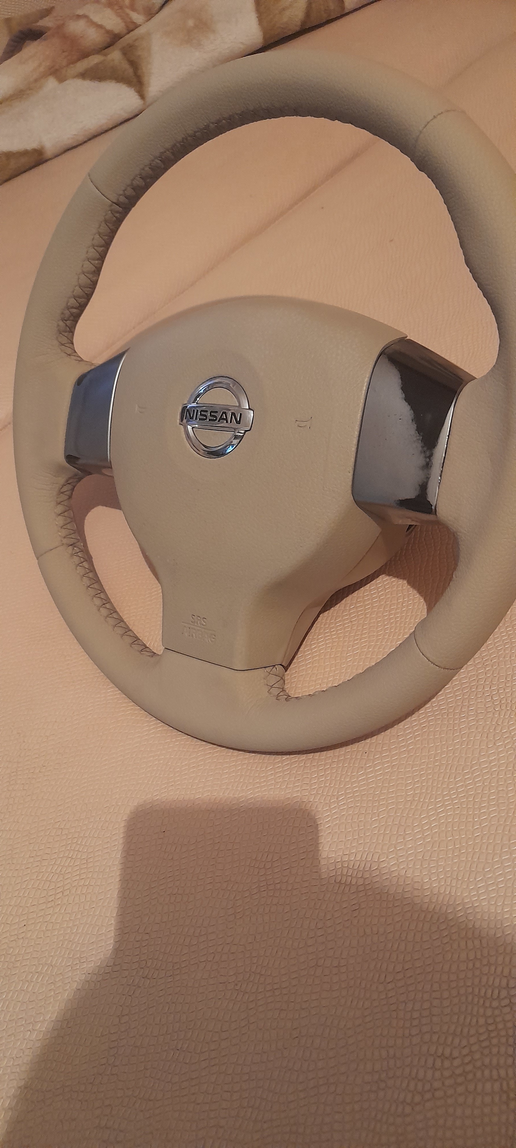 Nissan Tiida steering wheel wrap - My, Hobby, Auto, Longpost, Padding, Leather products, Leather craft, Needlework with process