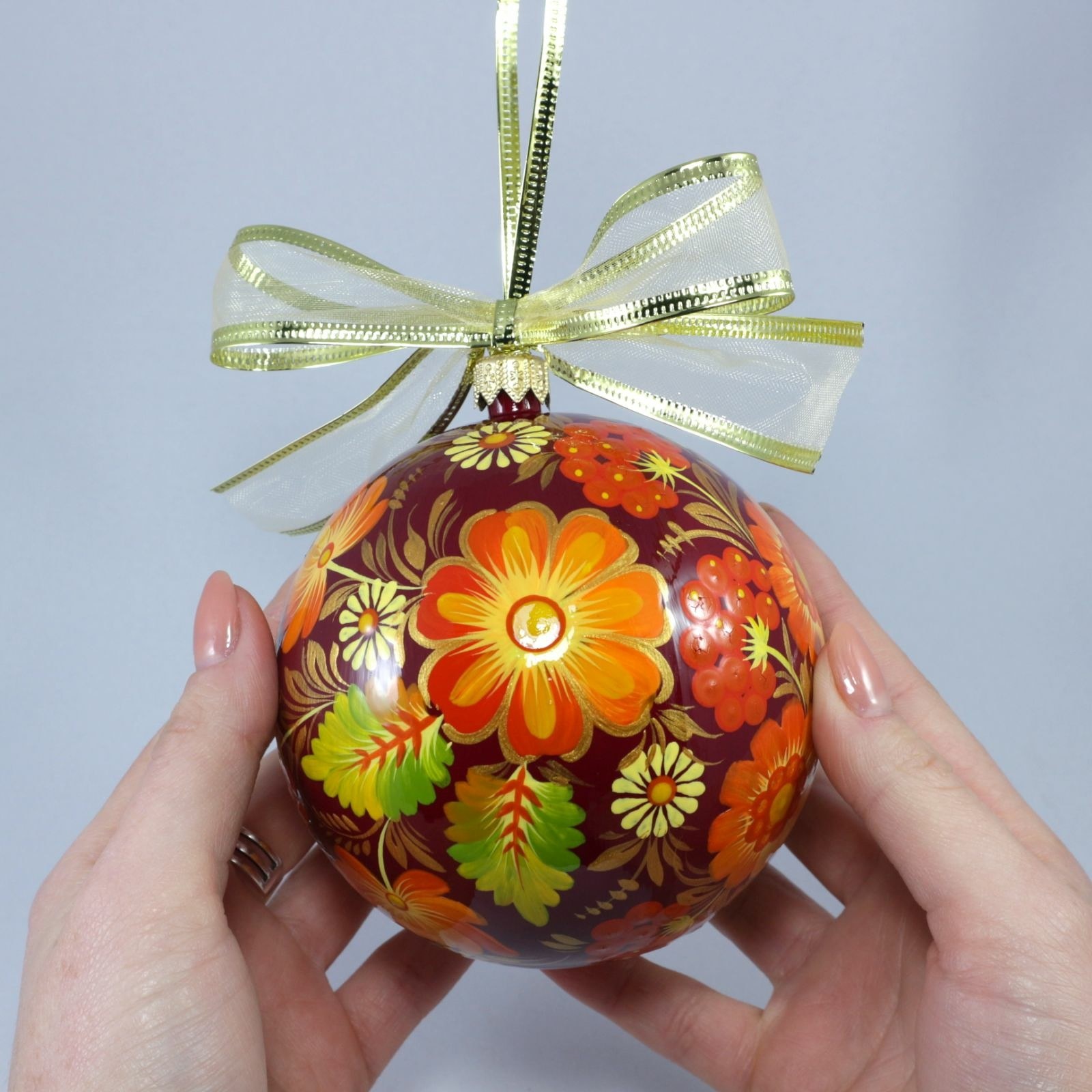 Christmas balls with Petrikov painting - My, Needlework with process, Petrikovskaya painting, Christmas decorations, Flowers, Paints, Longpost