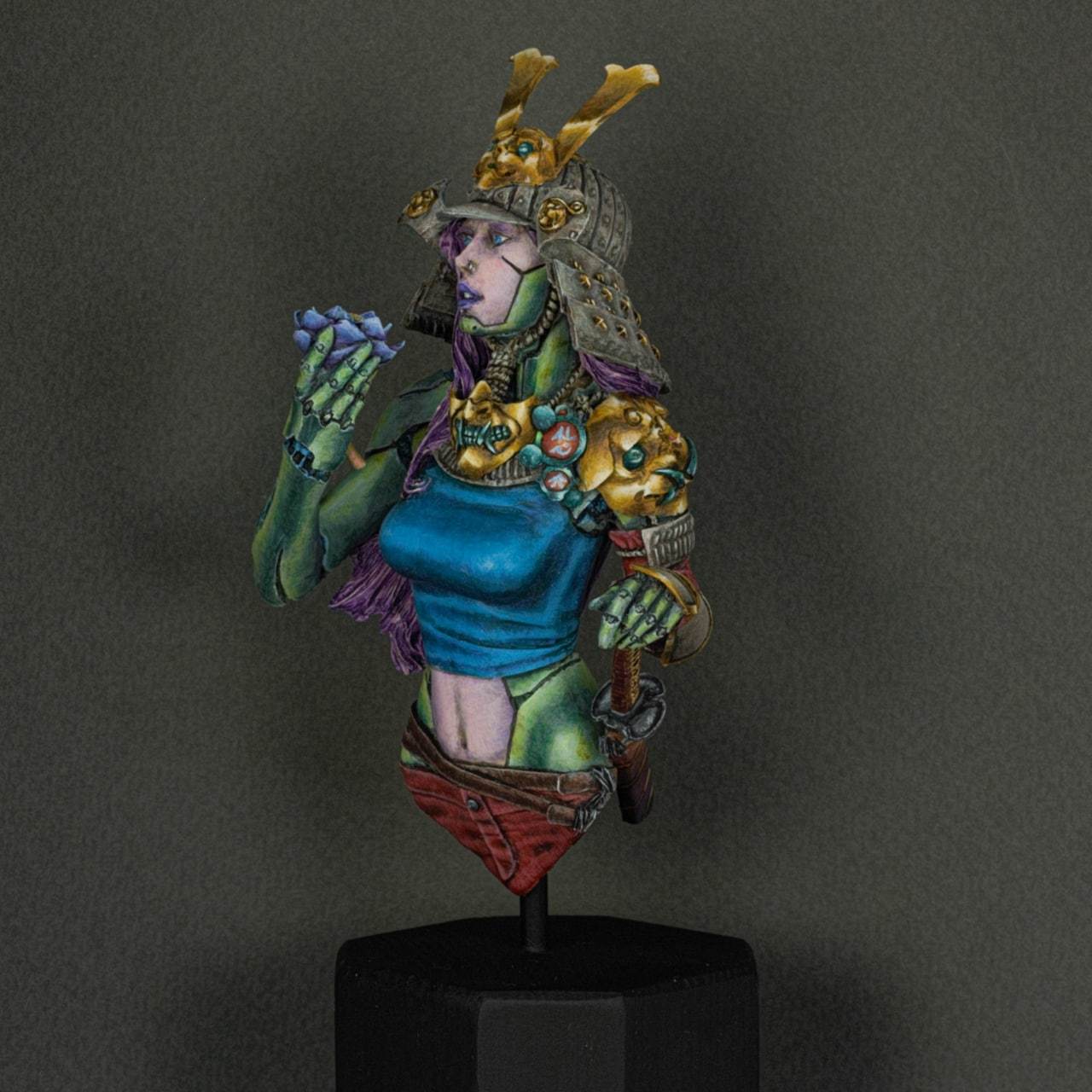 I managed to paint my first bust - My, Painting miniatures, Collecting, Bust, Scale model, Hobby, Video, Longpost