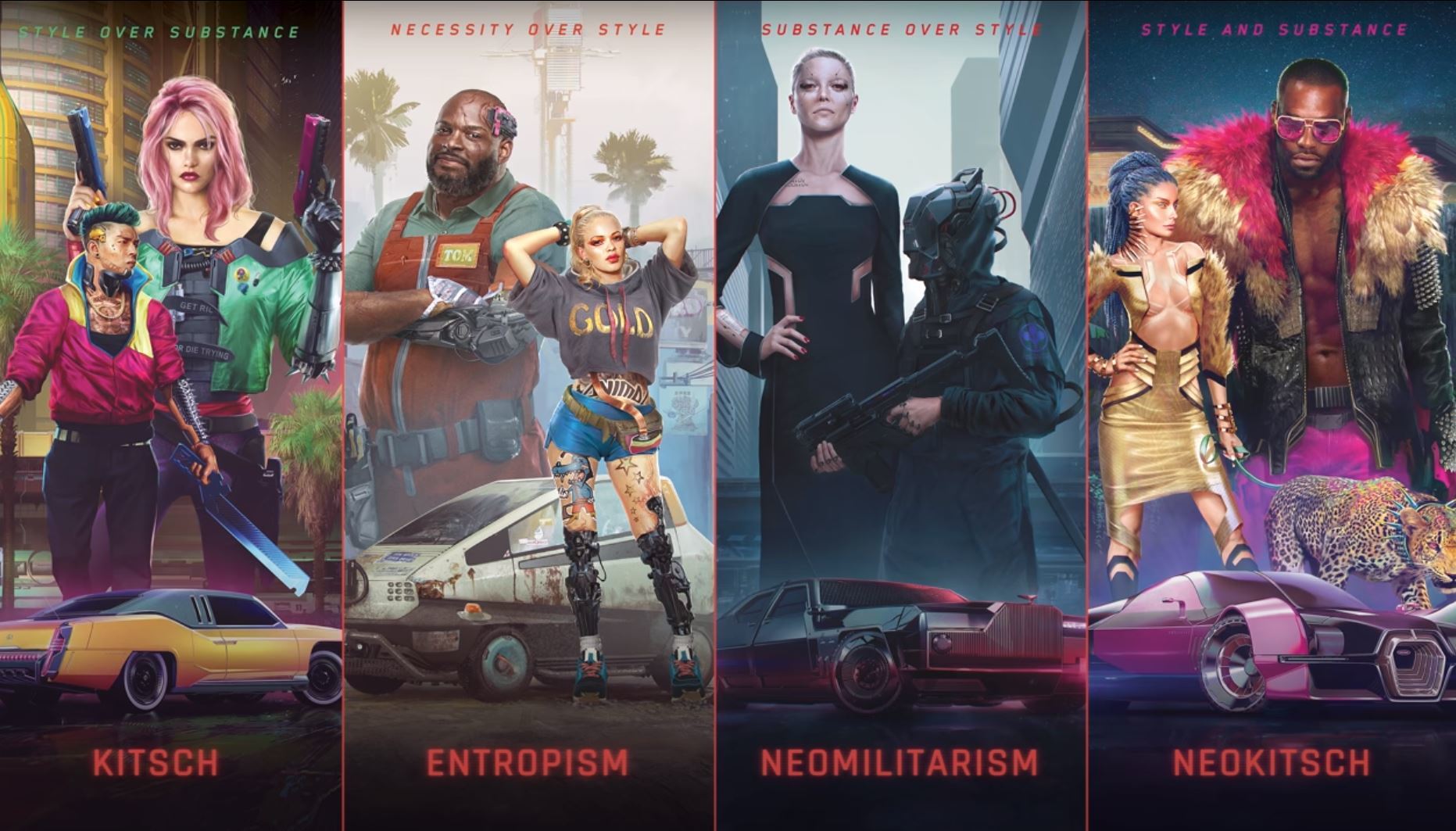 Cyberpunk 2077 game. Four design styles - My, Cyberpunk 2077, Concept Art, Design, Computer games, Longpost