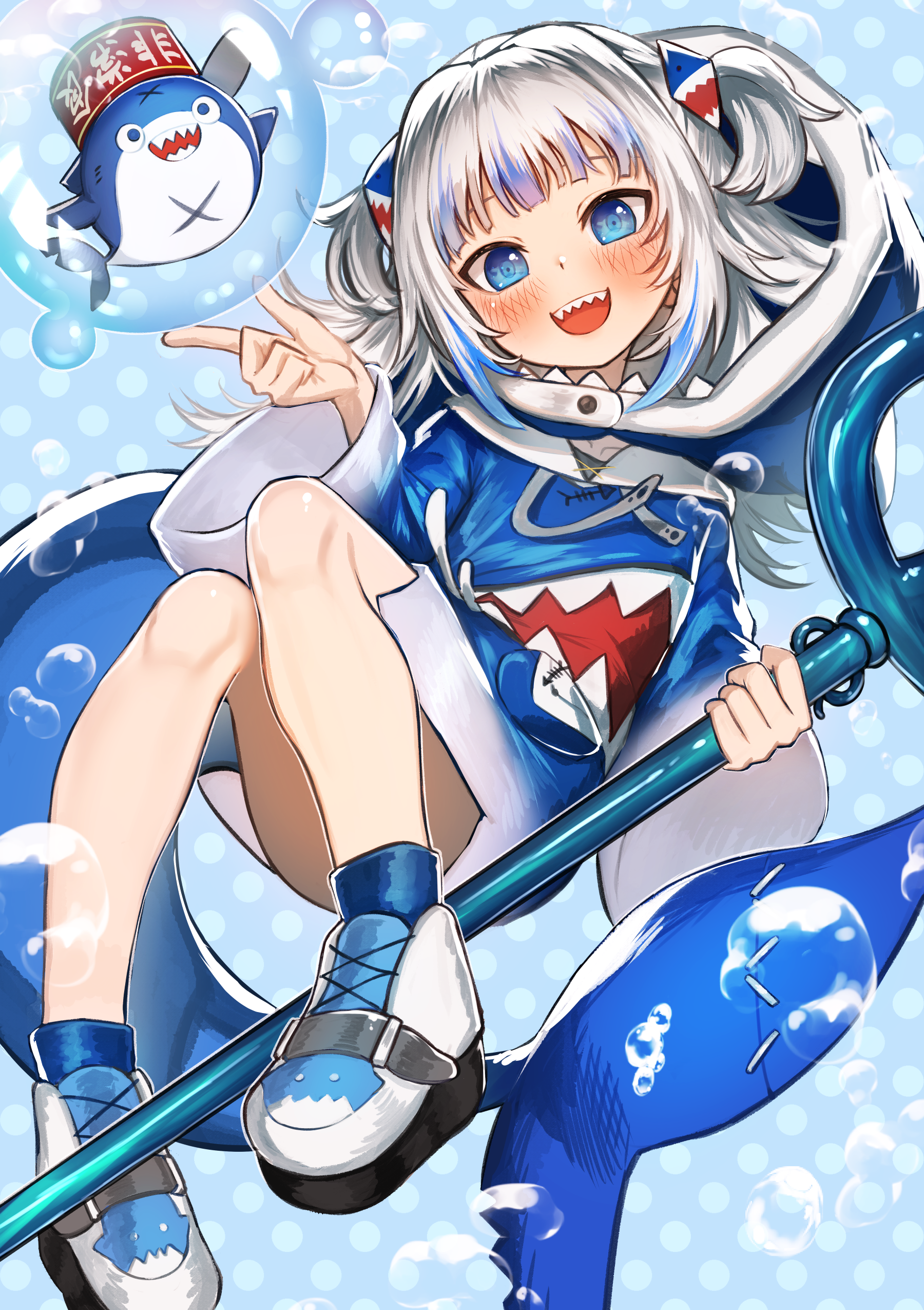 Shark - Anime Art, Hololive, Gawr Gura, Virtual YouTuber, Аниме, Арт, Длиннопост