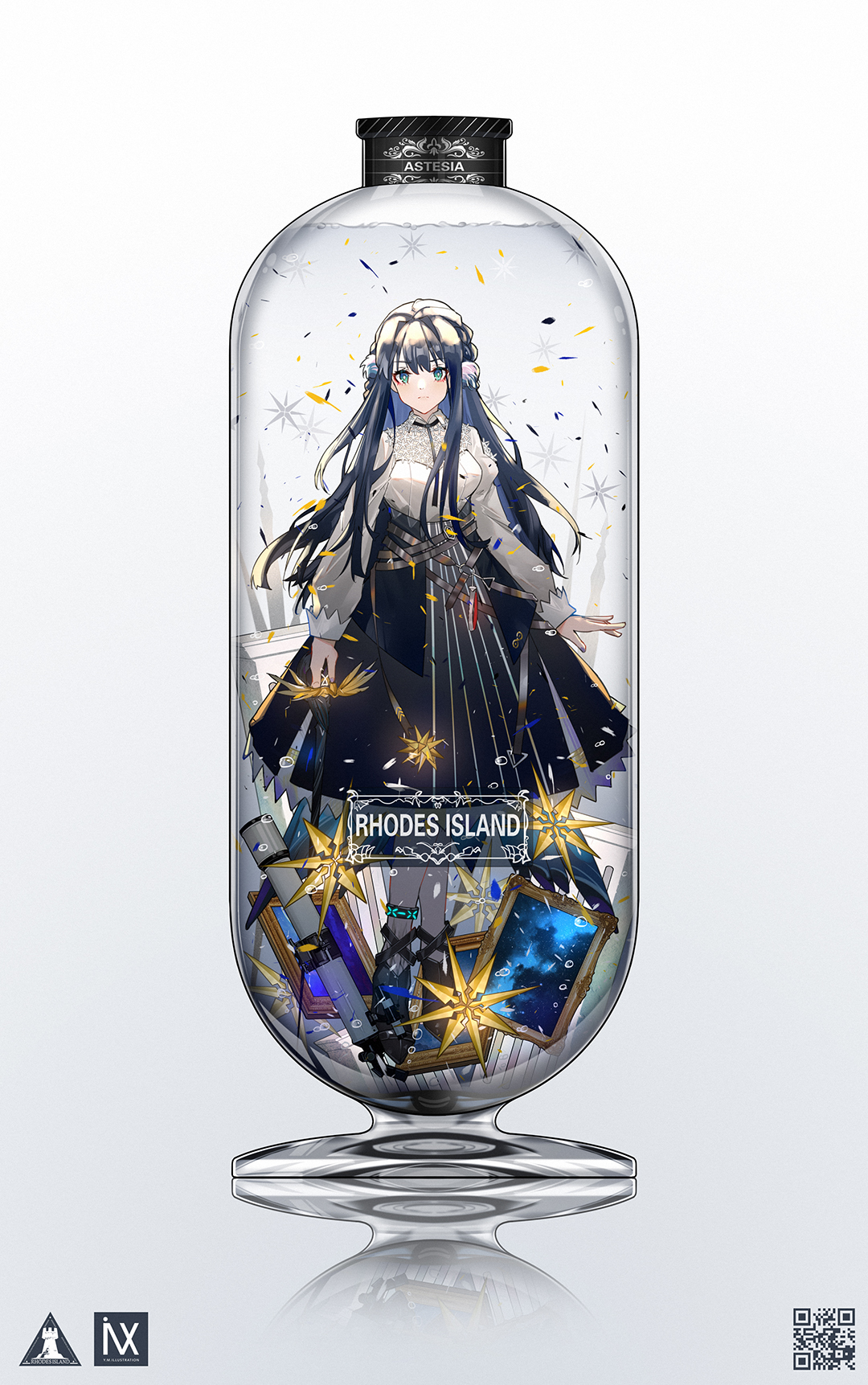 Girls in bottles - Anime, Anime art, Arknights, Mobile games, Games, Eyjafjalla, Schwarz, Astesia, Suzuran, Surtr, Mudrock, Animal ears, Longpost, Rosmontis, Bottle