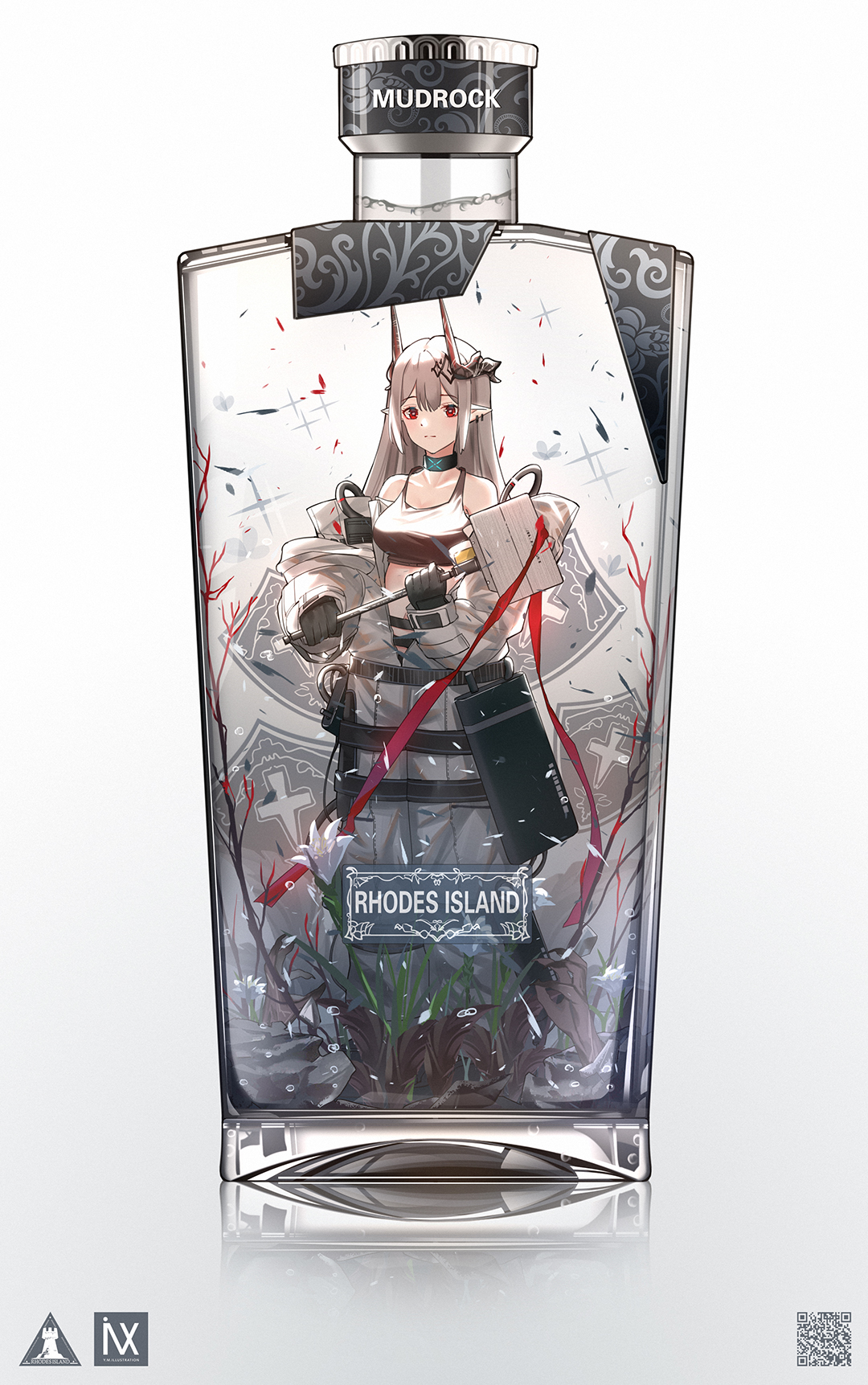 Girls in bottles - Anime, Anime art, Arknights, Mobile games, Games, Eyjafjalla, Schwarz, Astesia, Suzuran, Surtr, Mudrock, Animal ears, Longpost, Rosmontis, Bottle