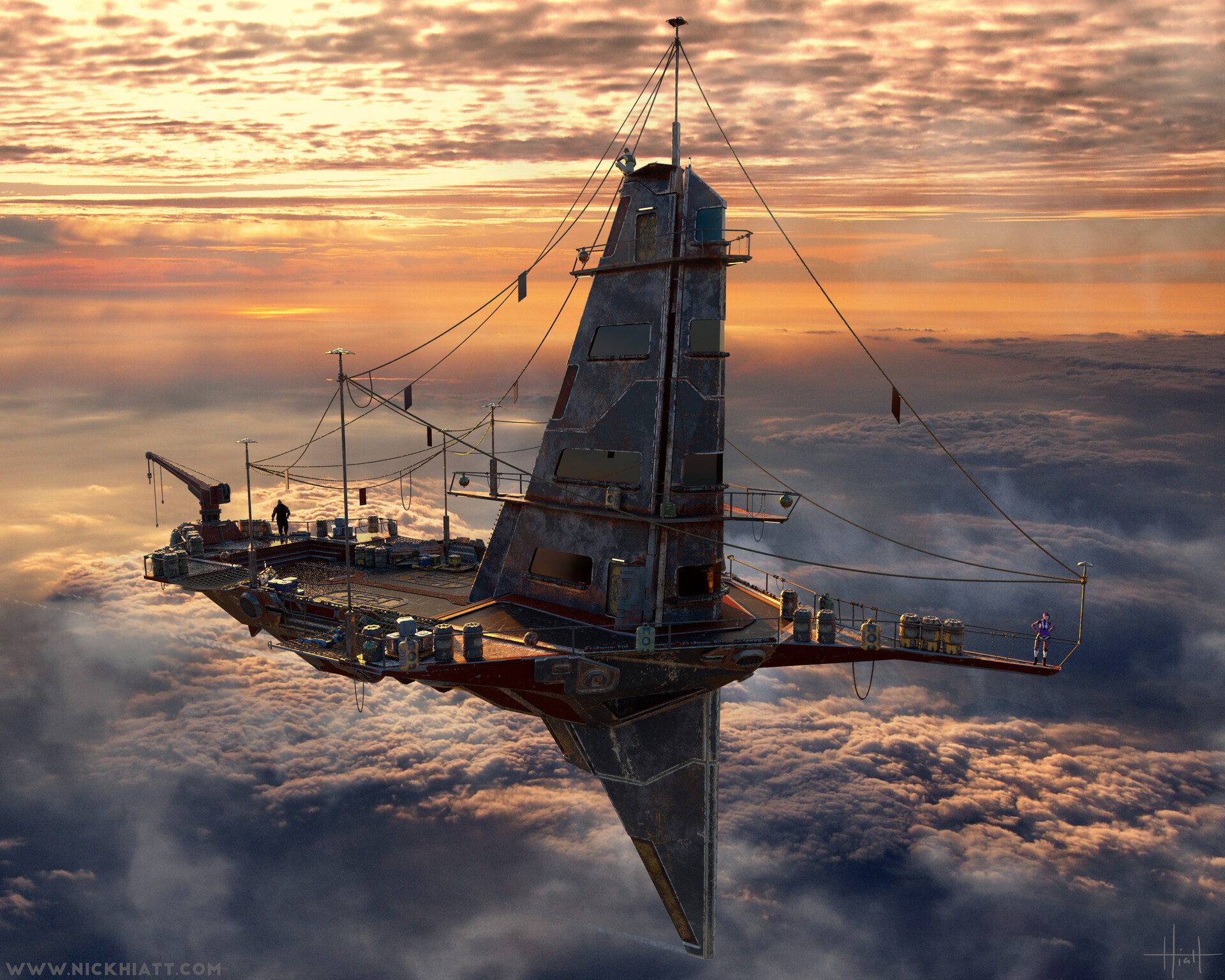 Barbados - Art, Render, 3D, Ship, Flying