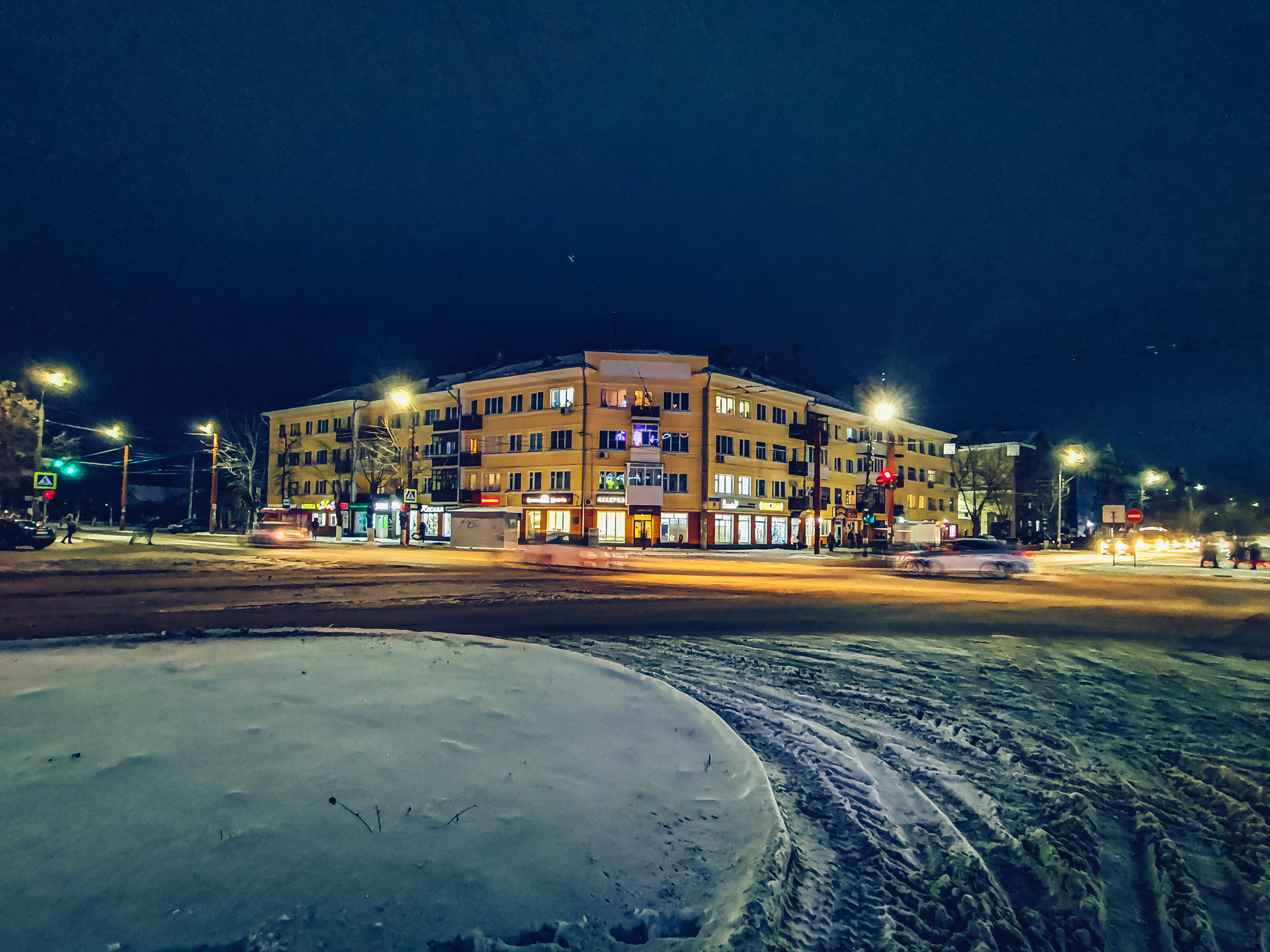 Вечернее городское - Моё, Мобильная фотография, Зима, Вечер, Праздники, Велосипед, Дзержинск, Длиннопост