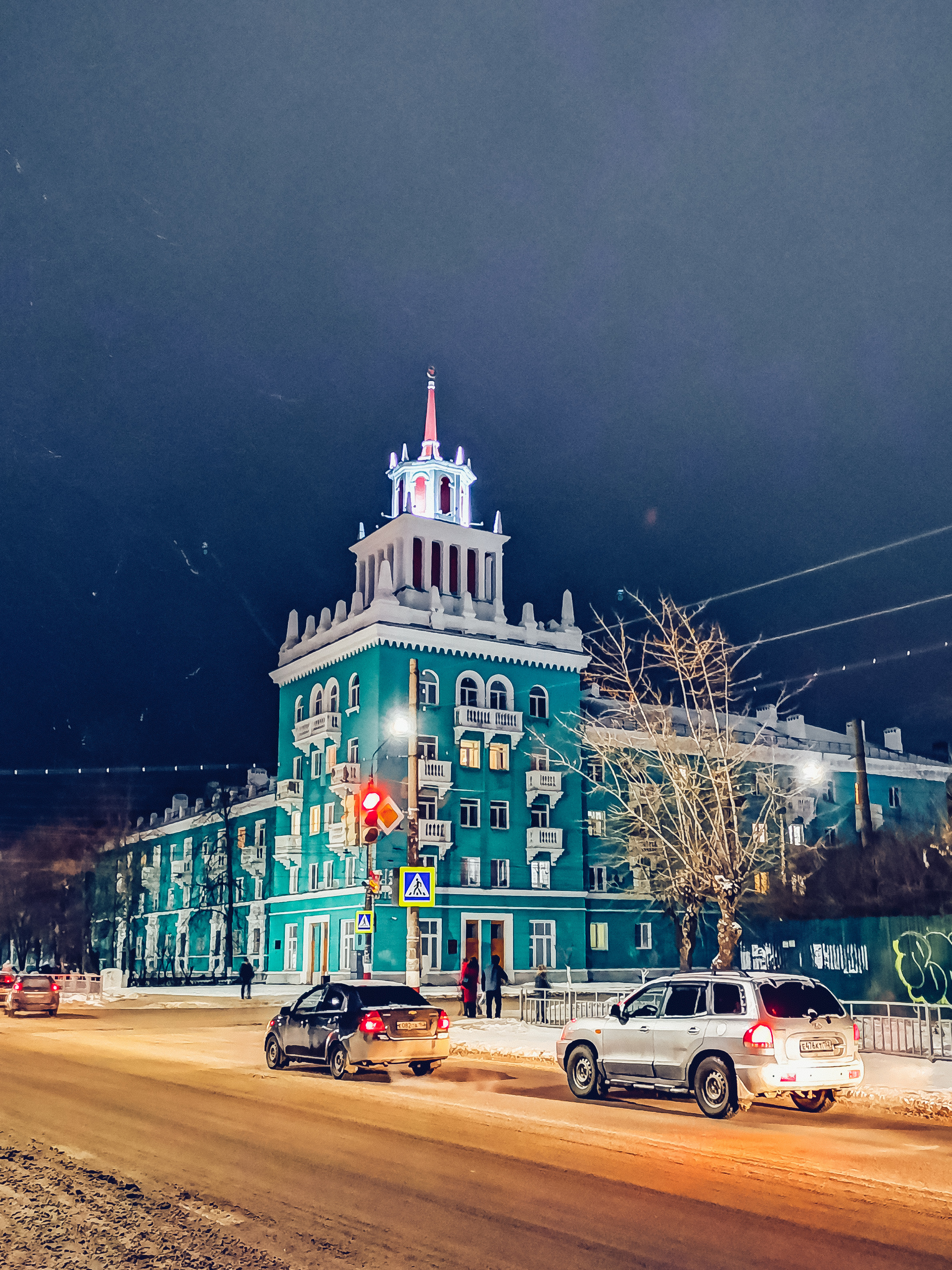 Вечернее городское - Моё, Мобильная фотография, Зима, Вечер, Праздники, Велосипед, Дзержинск, Длиннопост