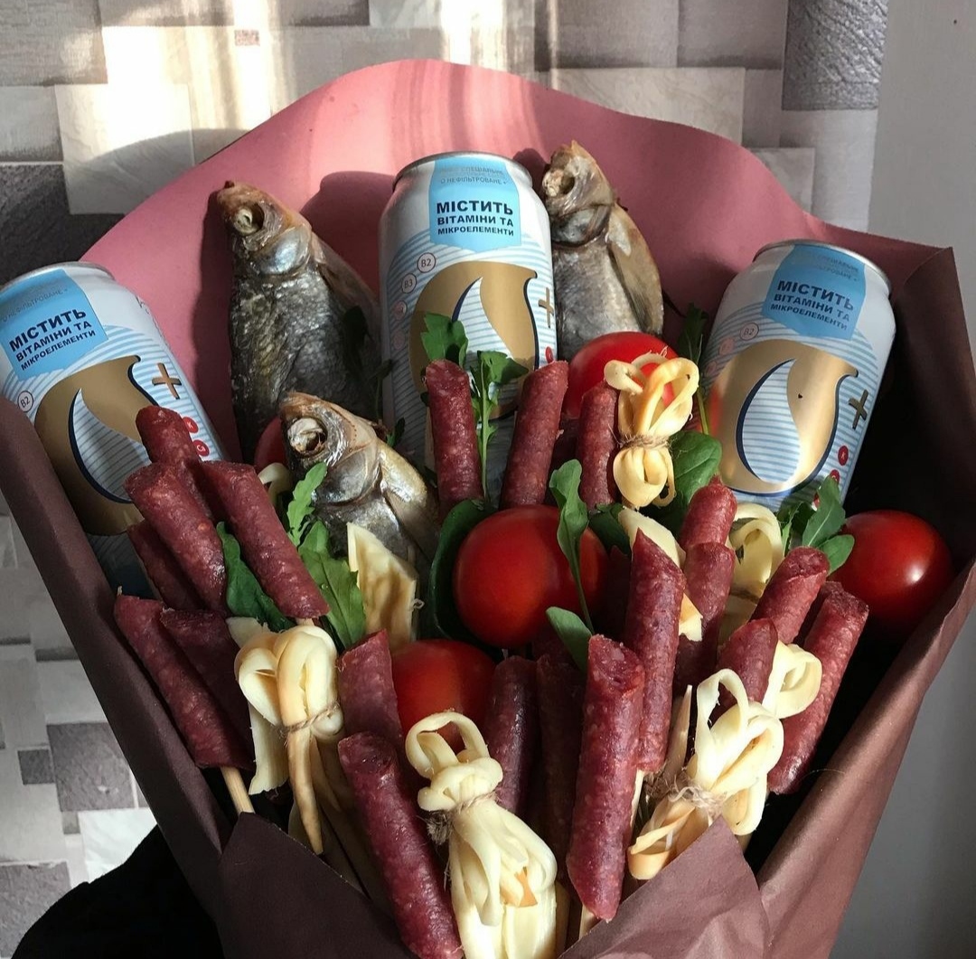 Edible bouquets, or my first post on Pikabu - My, Unusual bouquets, Wife, New Year, First post, Longpost