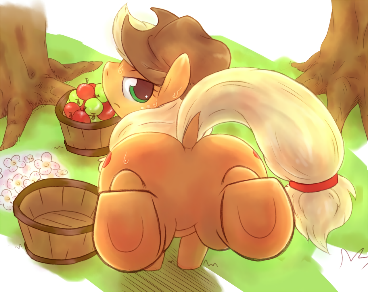 Apples are about to fall off someone - My little pony, Applejack