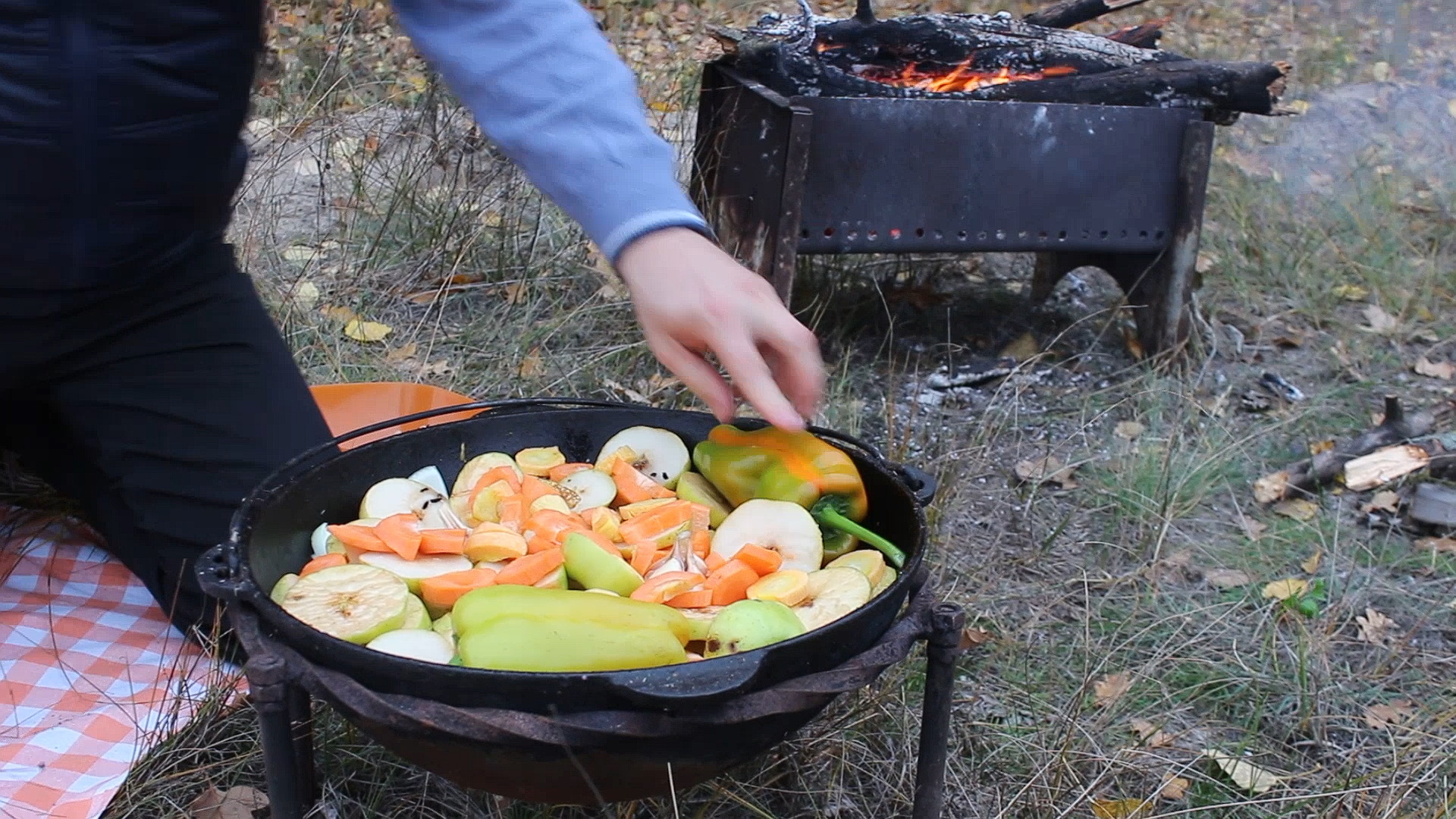 Гусь тушеный в овощах и фруктах в казане - Моё, Гусь, Рецепт, Вкусно, Кулинария, Басма, Видео, Длиннопост