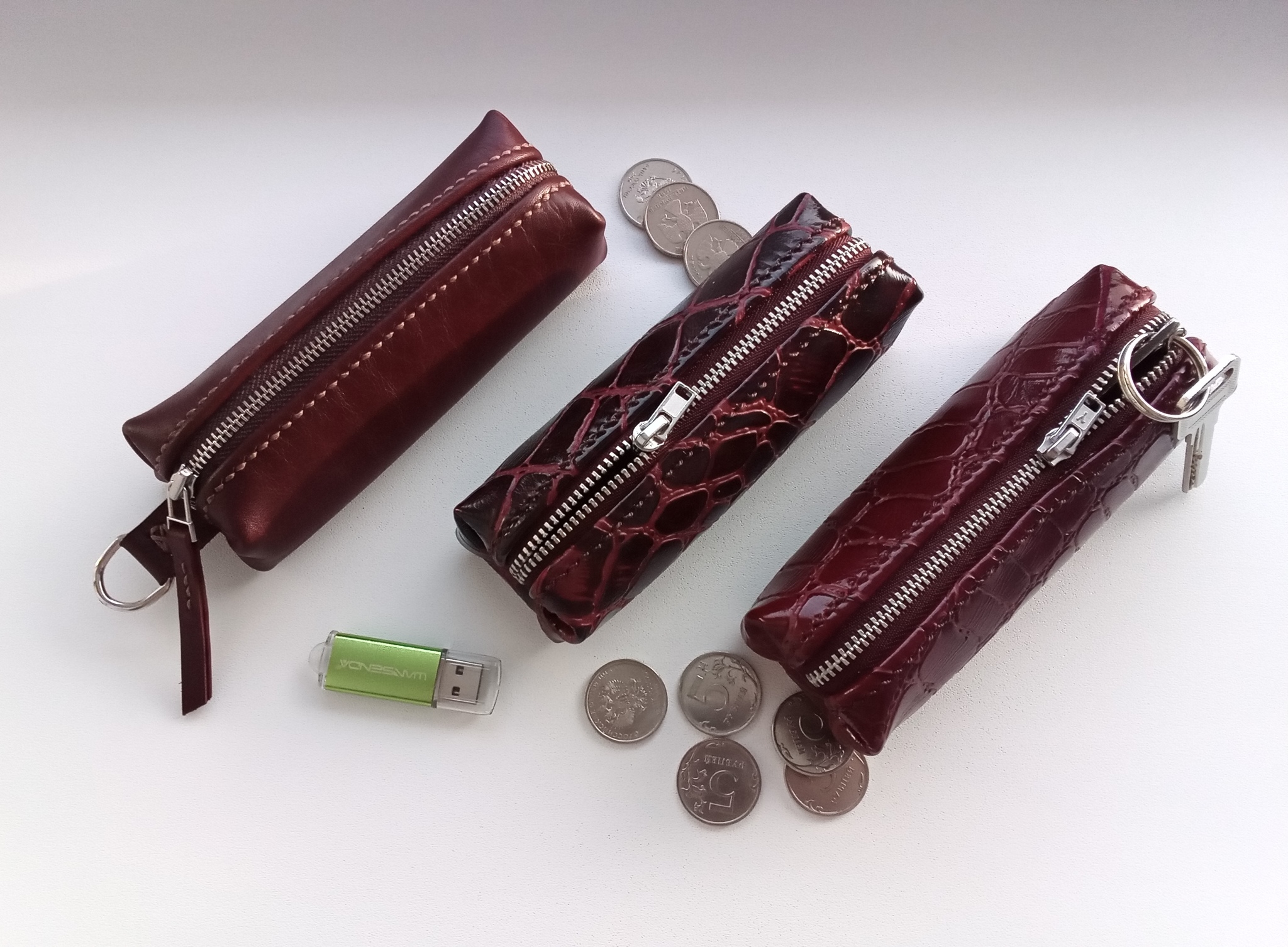 Pencil cases (key holders) made of leather - My, Needlework without process, Natural leather, Leather products