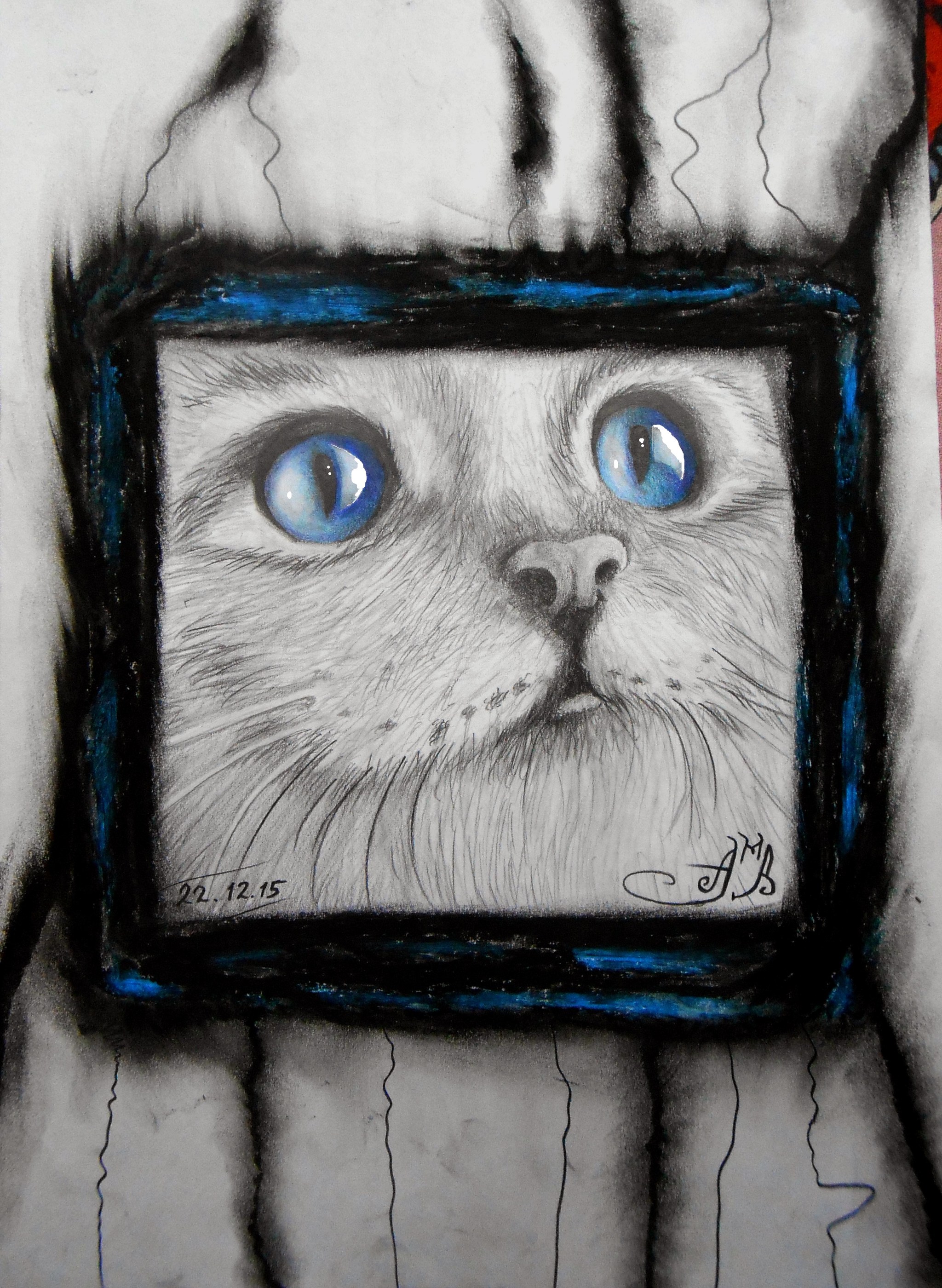 Kys - My, Drawing, Pencil drawing, cat