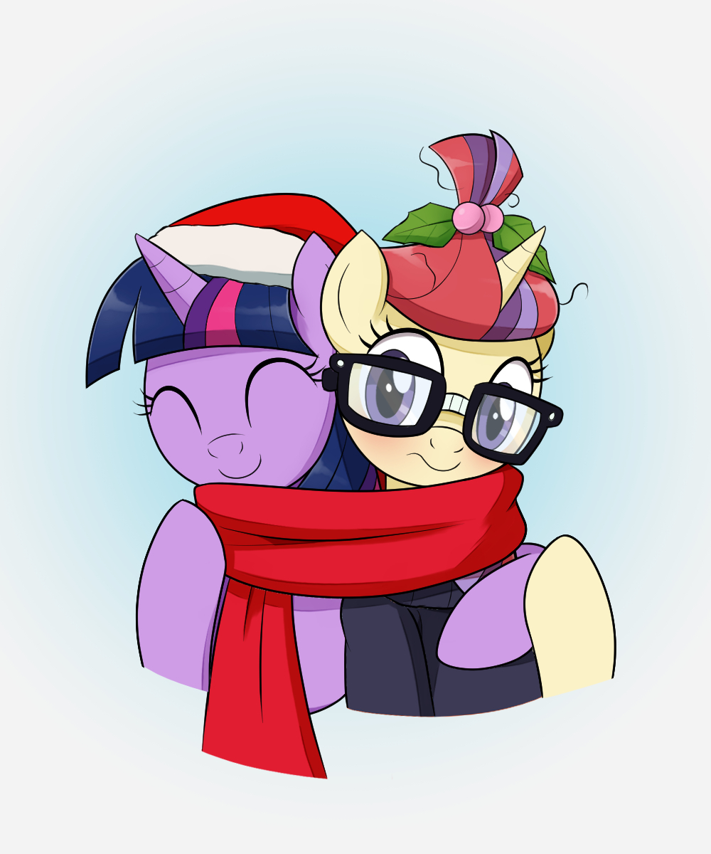 Christmas hugs - My little pony, PonyArt, Twilight sparkle, Moondancer, Mew-Me, Christmas