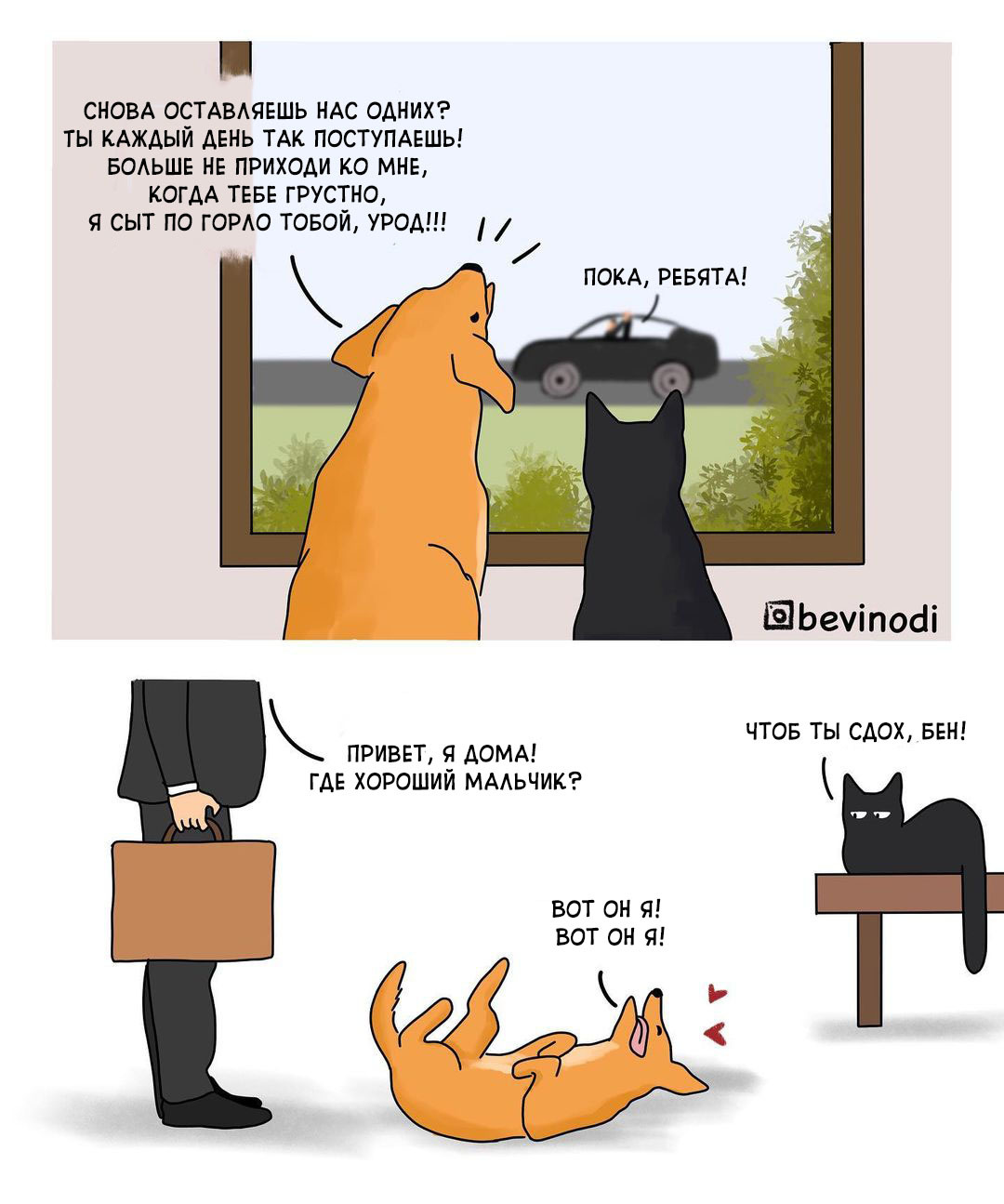 Ben is a good boy - Bevinodi, Comics, Dog, cat, Humor