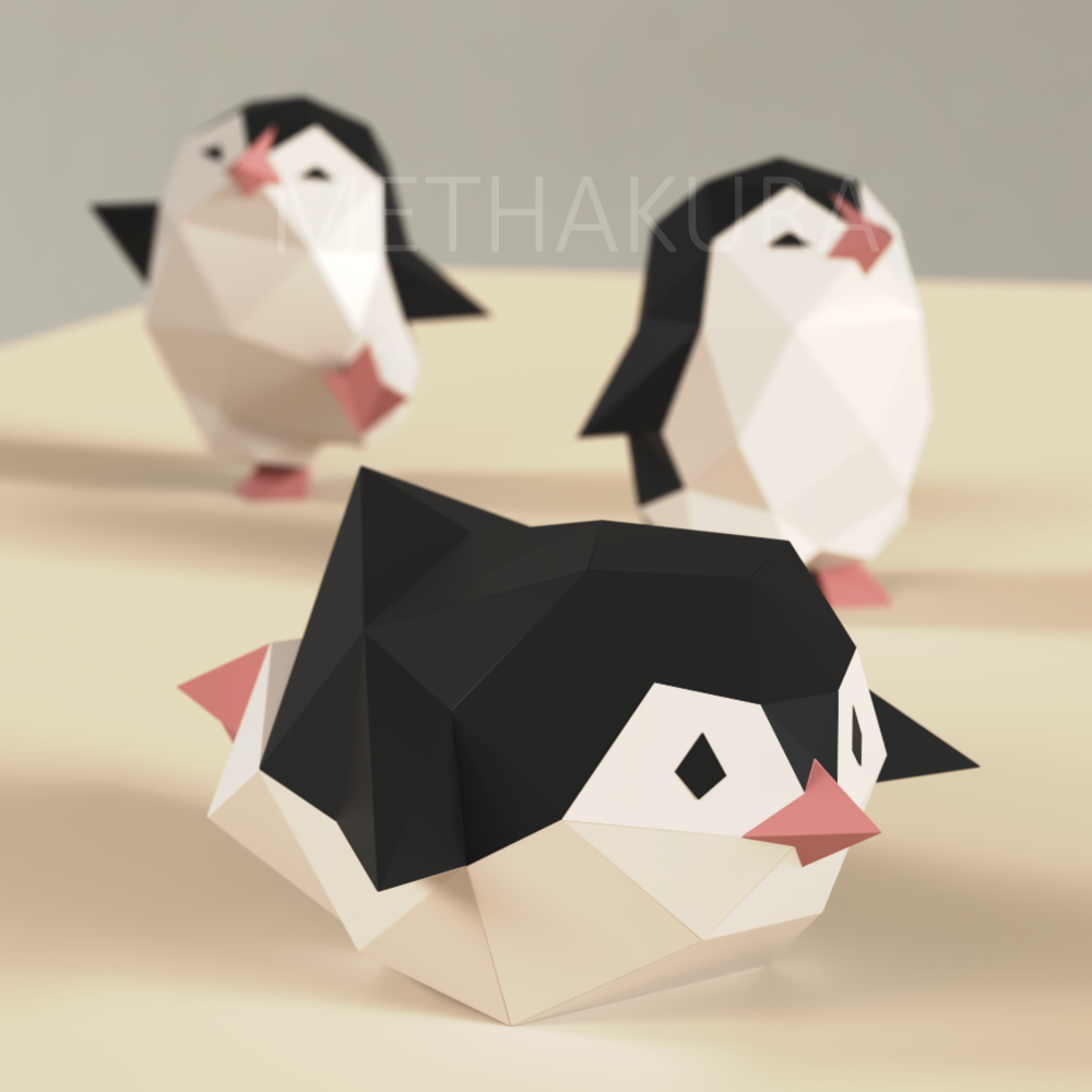 Оригами медведь, олень и пингвин рамка из бумаги