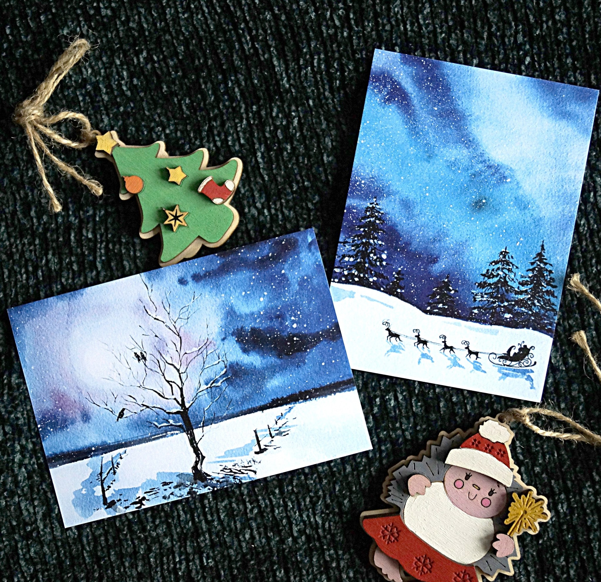 Holiday cards - My, Watercolor, Art, Postcard, Presents, New Year, Longpost