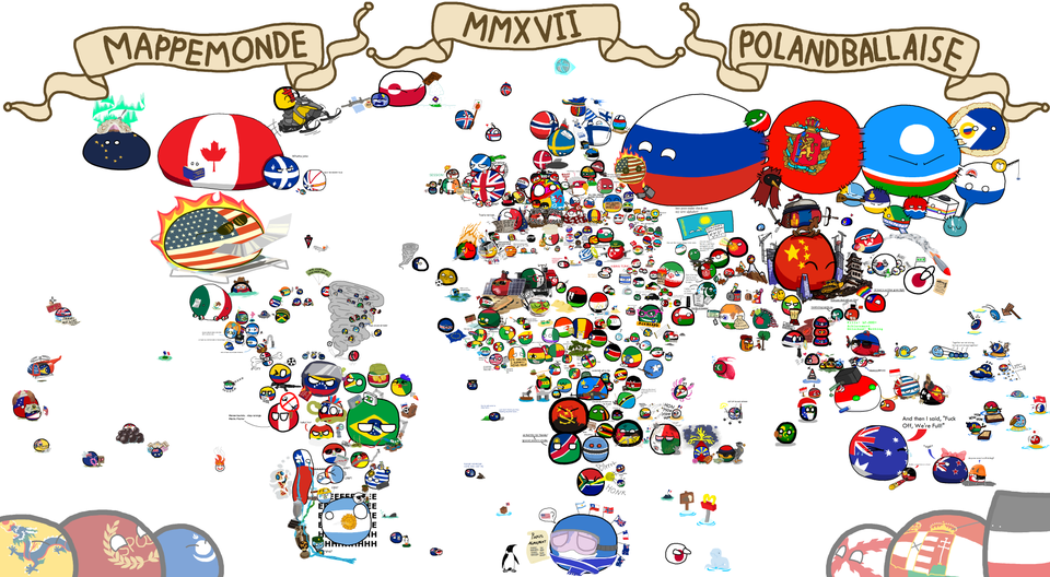 Карты мира Polandball 2016-2019 - Polandball, Карты, Длиннопост, Countryballs