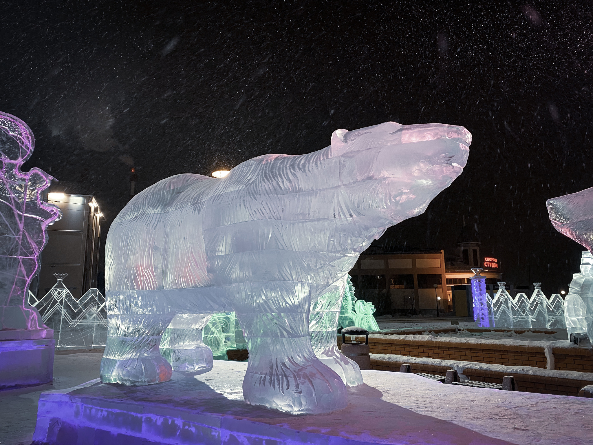 Ice figures on the Arctic Circle (12 photos) - My, New Year, Russia, North, Yamal, Animals, Sculpture, Art, Deer, The Bears, Exhibition, Longpost