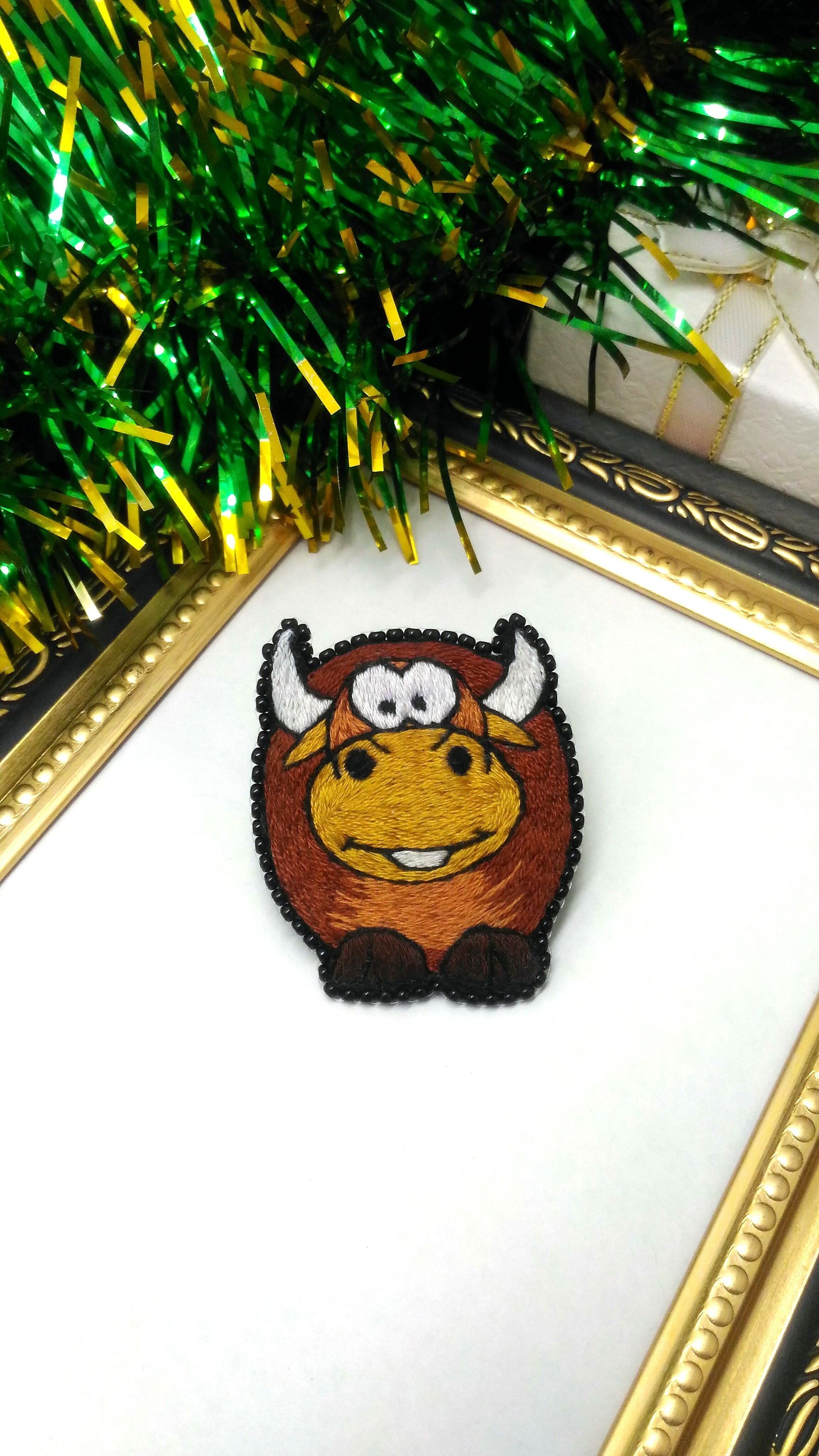 Bull - symbol of 2021 - My, Bull, Needlework without process, Handmade, Embroidery, With your own hands, Presents, New Year, Longpost