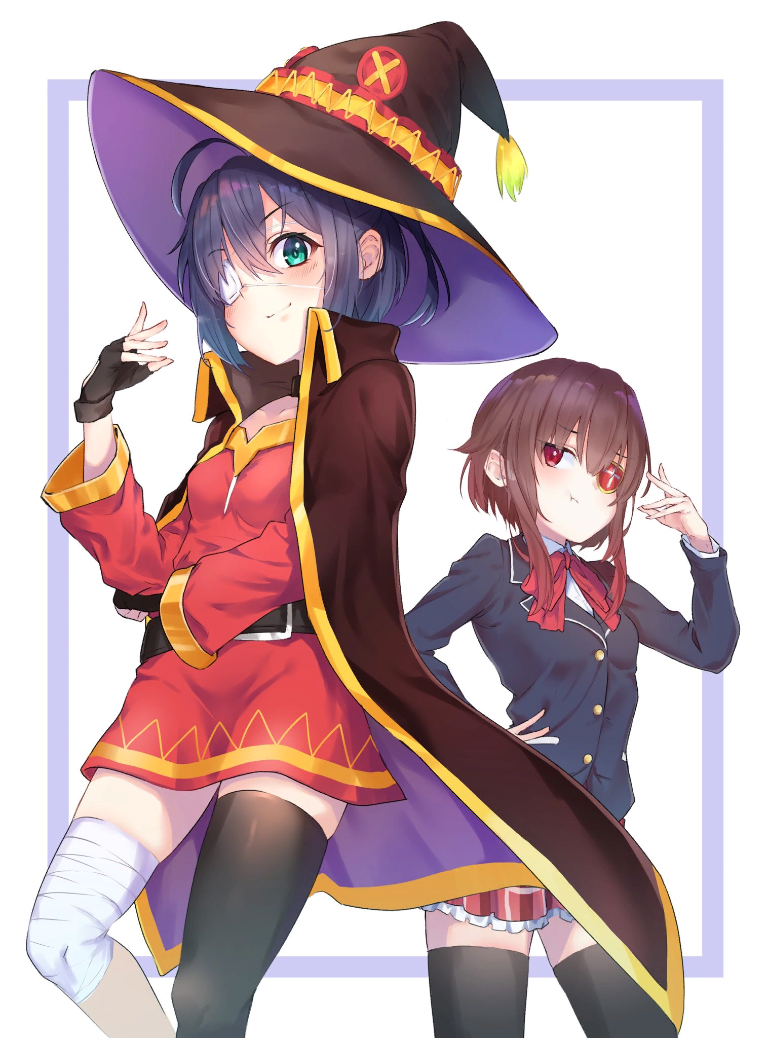 Megumin & Rikka - Takanashi Rikka, Megumin, Konosuba, Chuunibyou demo koi ga Shitai!, Anime art, Anime, Crossover