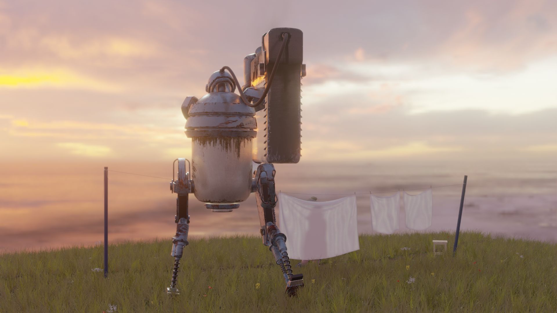 Modeled the scene in Blender - My, 3D, Blender, Bank, Robot, Video, Longpost