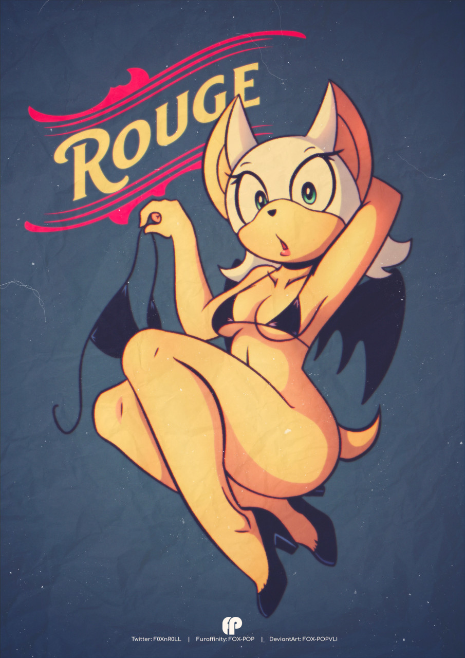 Rouge - NSFW, Furry, Furry art, Sonic the hedgehog, Rouge the bat, Furry edge, Vintage, Pin up, Fox-Pop