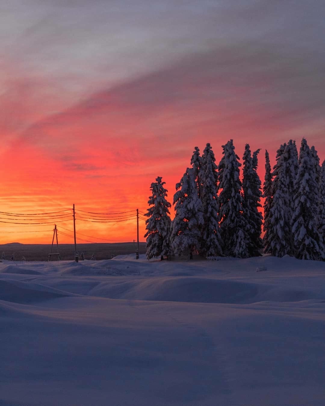 Пермский край - Фотография, Пермский край, Зима, Снег, Закат, Природа, Россия, Красота, Красота природы, Природа России, Дорога, Лес, Длиннопост