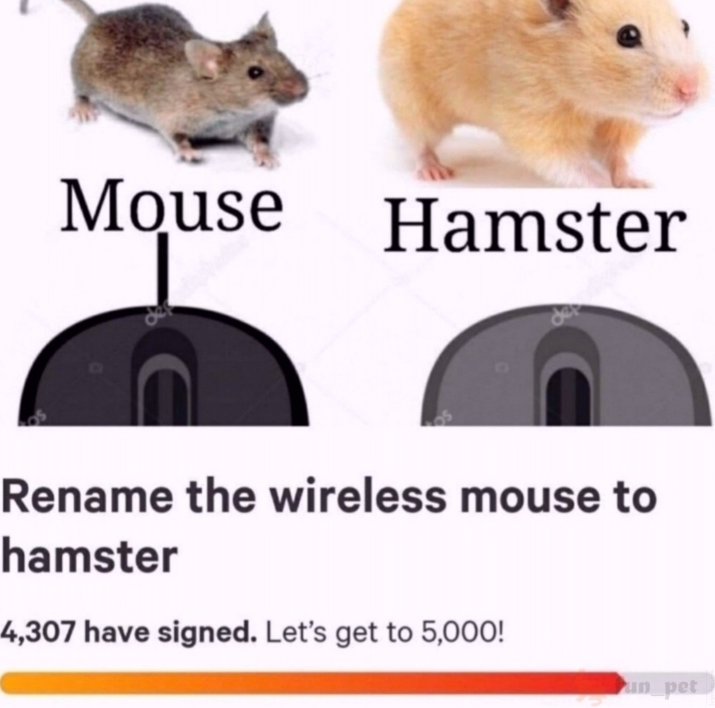 Petition to rename the wireless mouse... - Reddit, PC mouse, Петиция, Hamster, Picture with text