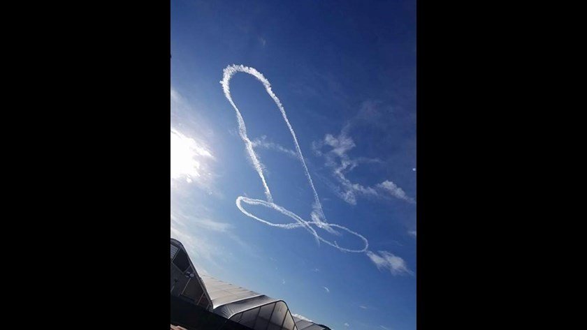 Drawings in the sky - Pilots, Sky, Drawing, Inscription, Coronavirus, Strange humor, Mat, Longpost