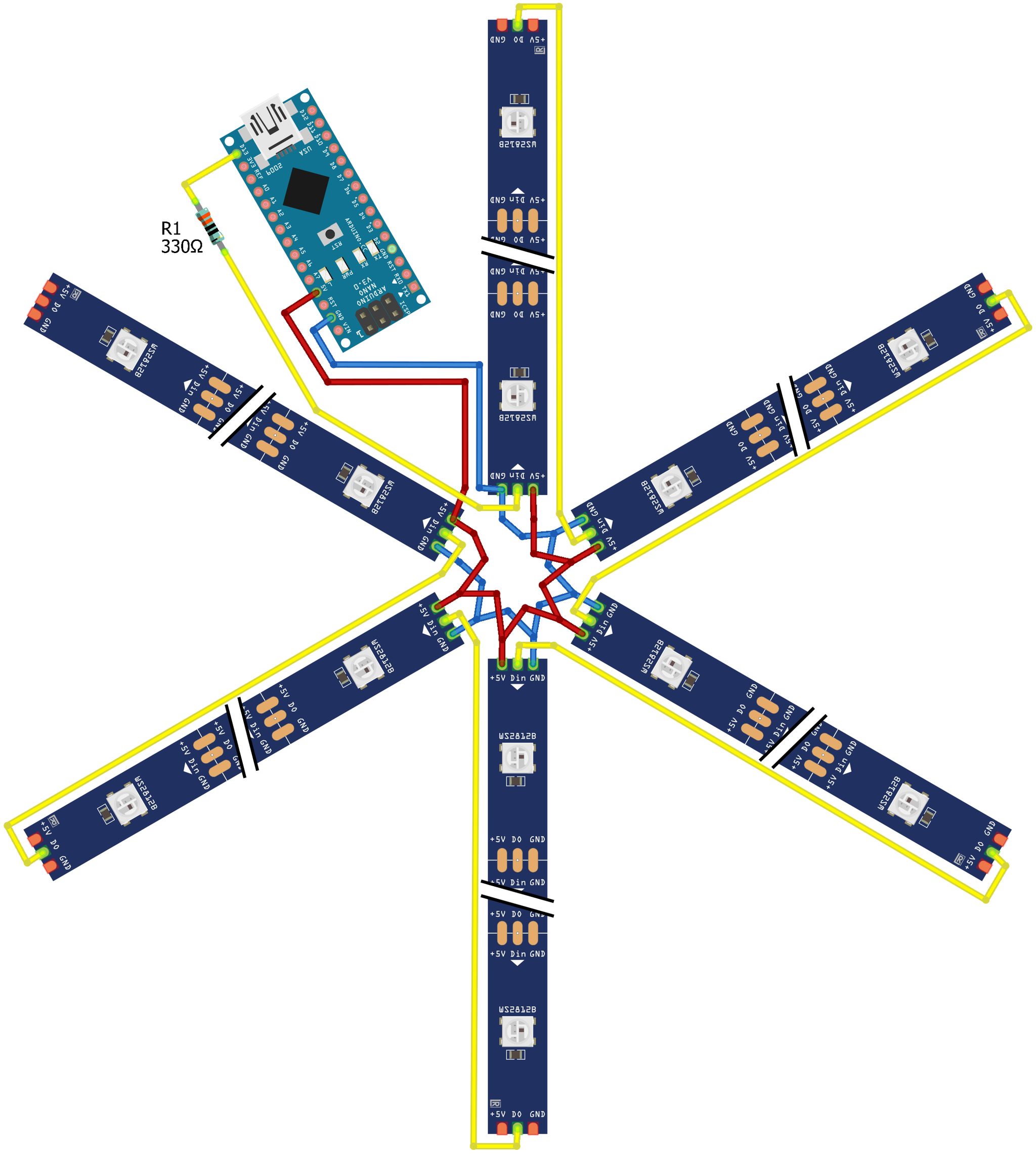 Светодиодная снежинка: Arduino NANO + WS2812B | Пикабу