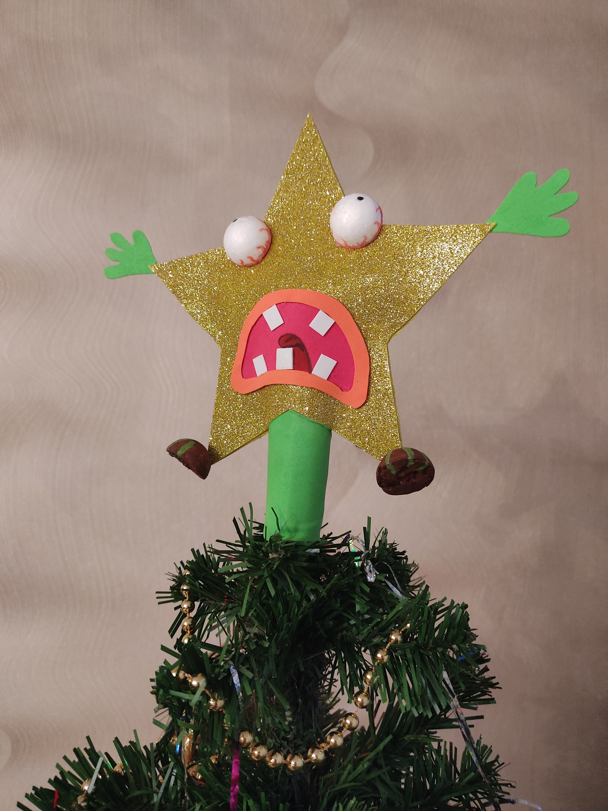 Screaming Star - My, New Year, With your own hands, Foamiran, Screaming star, Crafts, Christmas tree, Longpost