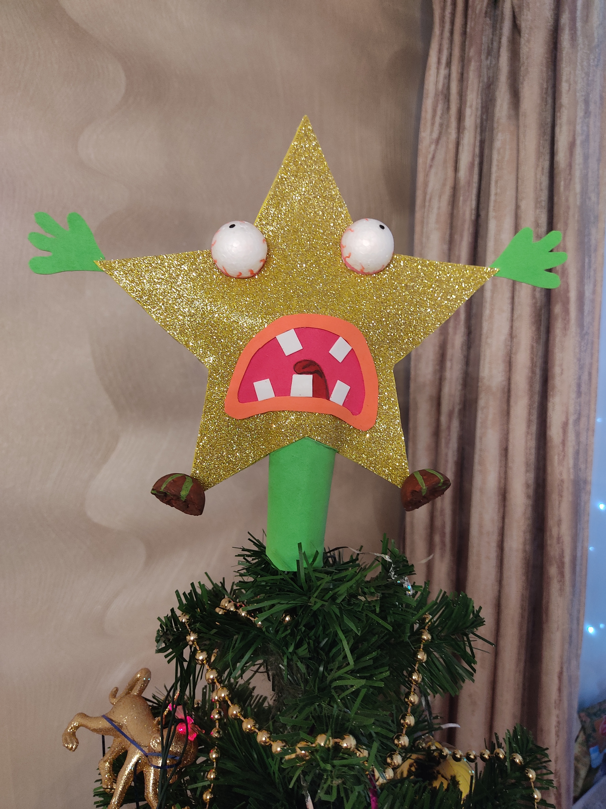 Screaming Star - My, New Year, With your own hands, Foamiran, Screaming star, Crafts, Christmas tree, Longpost