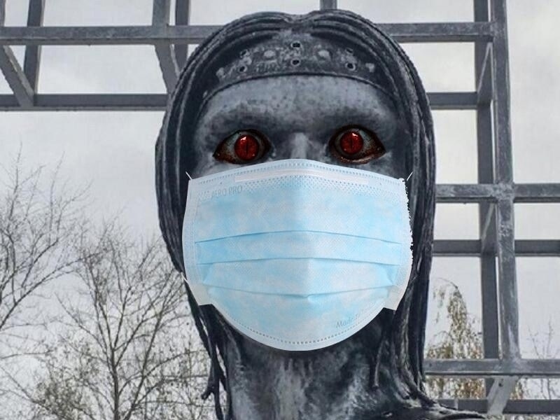 2020 looks straight into your soul - Alenka, Coronavirus, 2020, Photoshop, Monument, Mask