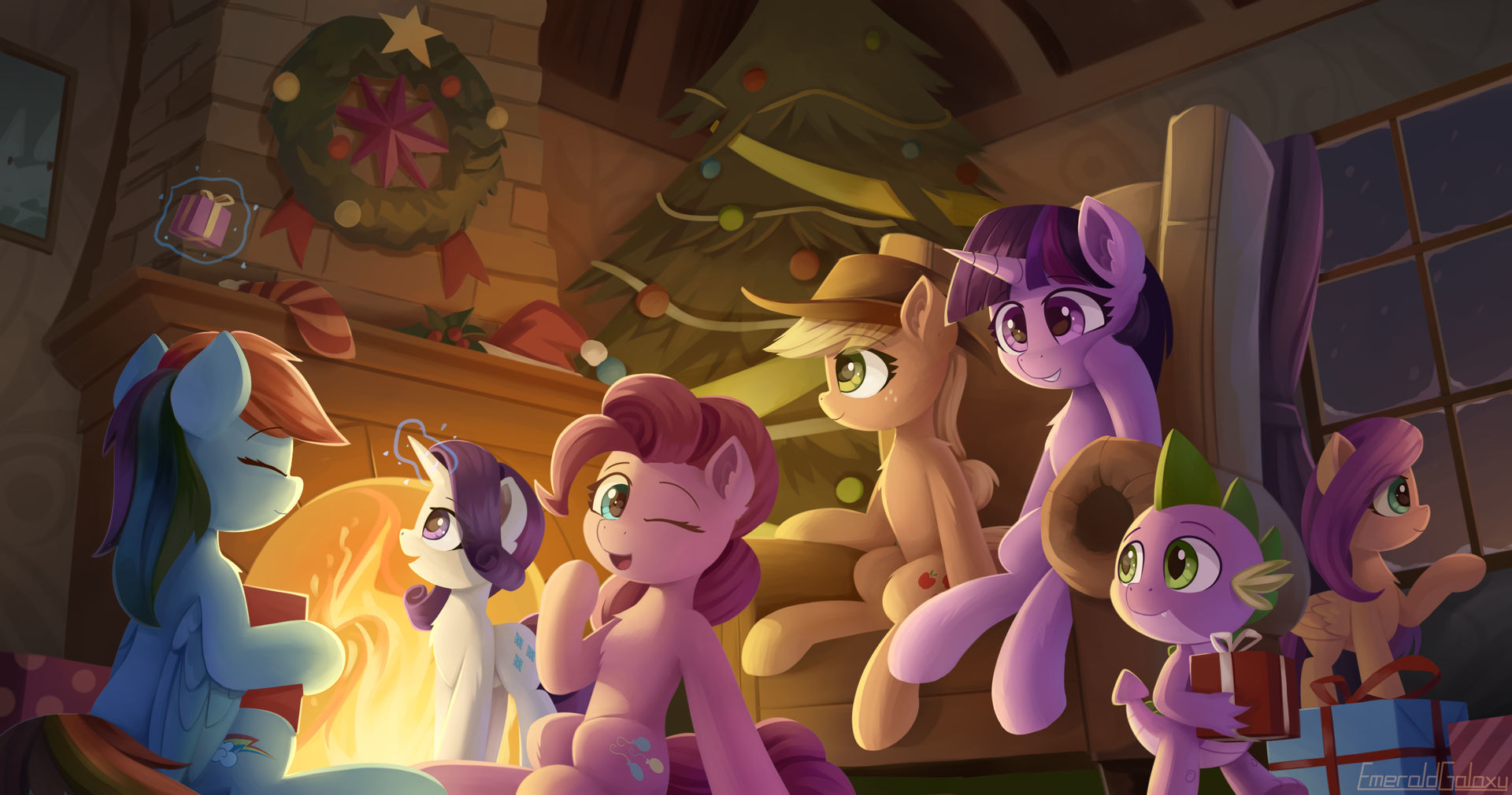 Ponechki - My little pony, PonyArt, Mane 6, Spike, Emeraldgalaxy