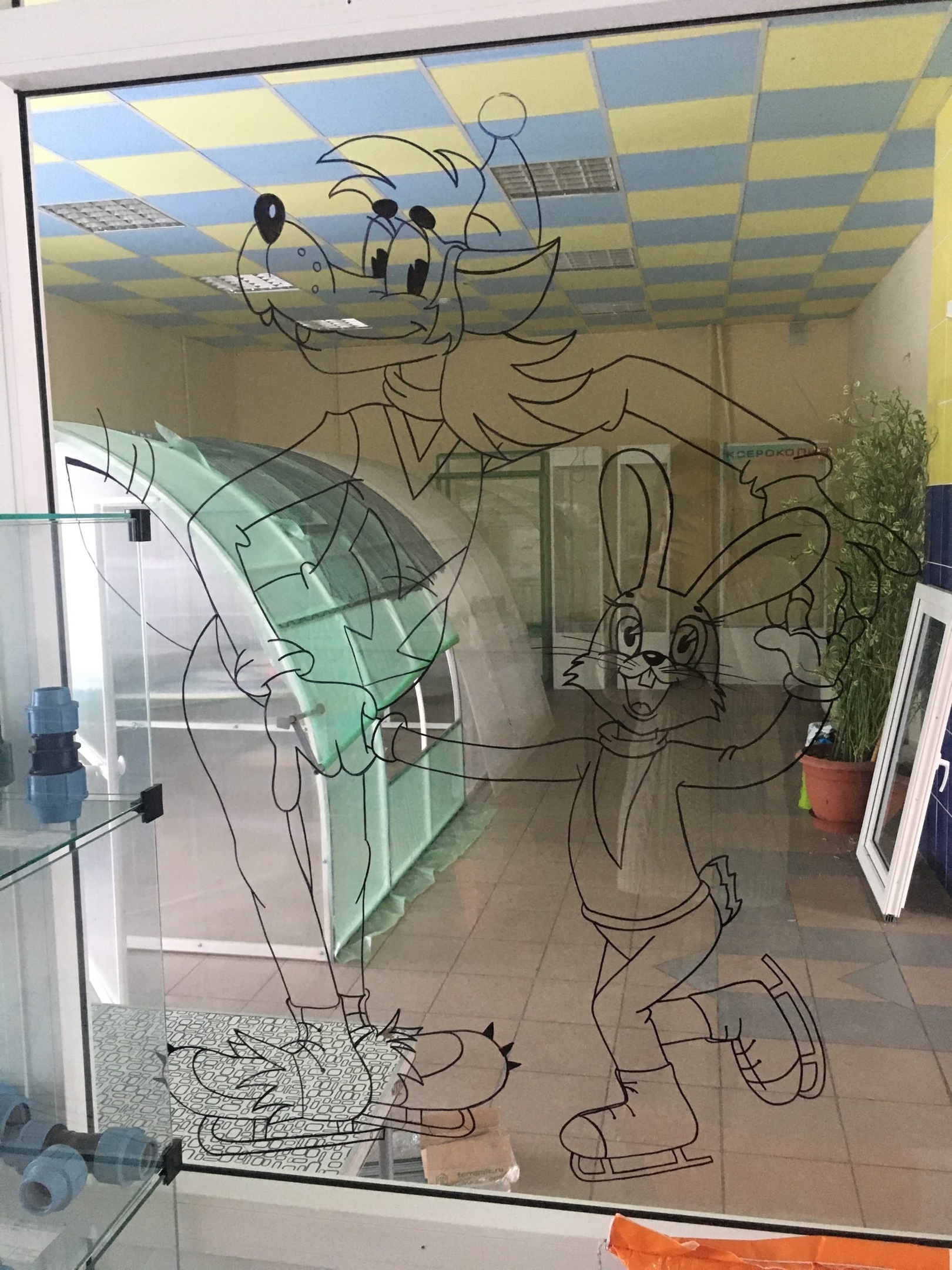 Drawings on glass or my peculiar tradition) - My, Drawing, Wait for it!, Matroskin the cat, New Year, Painting on glass, Longpost, Positive