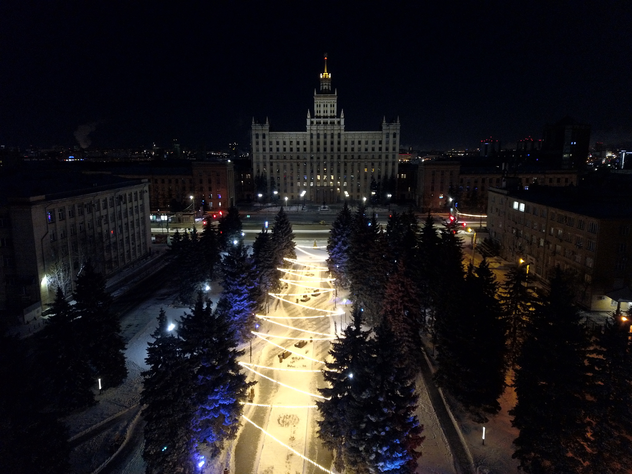 Flight over night Chelyabinsk - My, Chelyabinsk, Town, Flight, Drone, Night, Filming, 2020, beauty, Video, Longpost