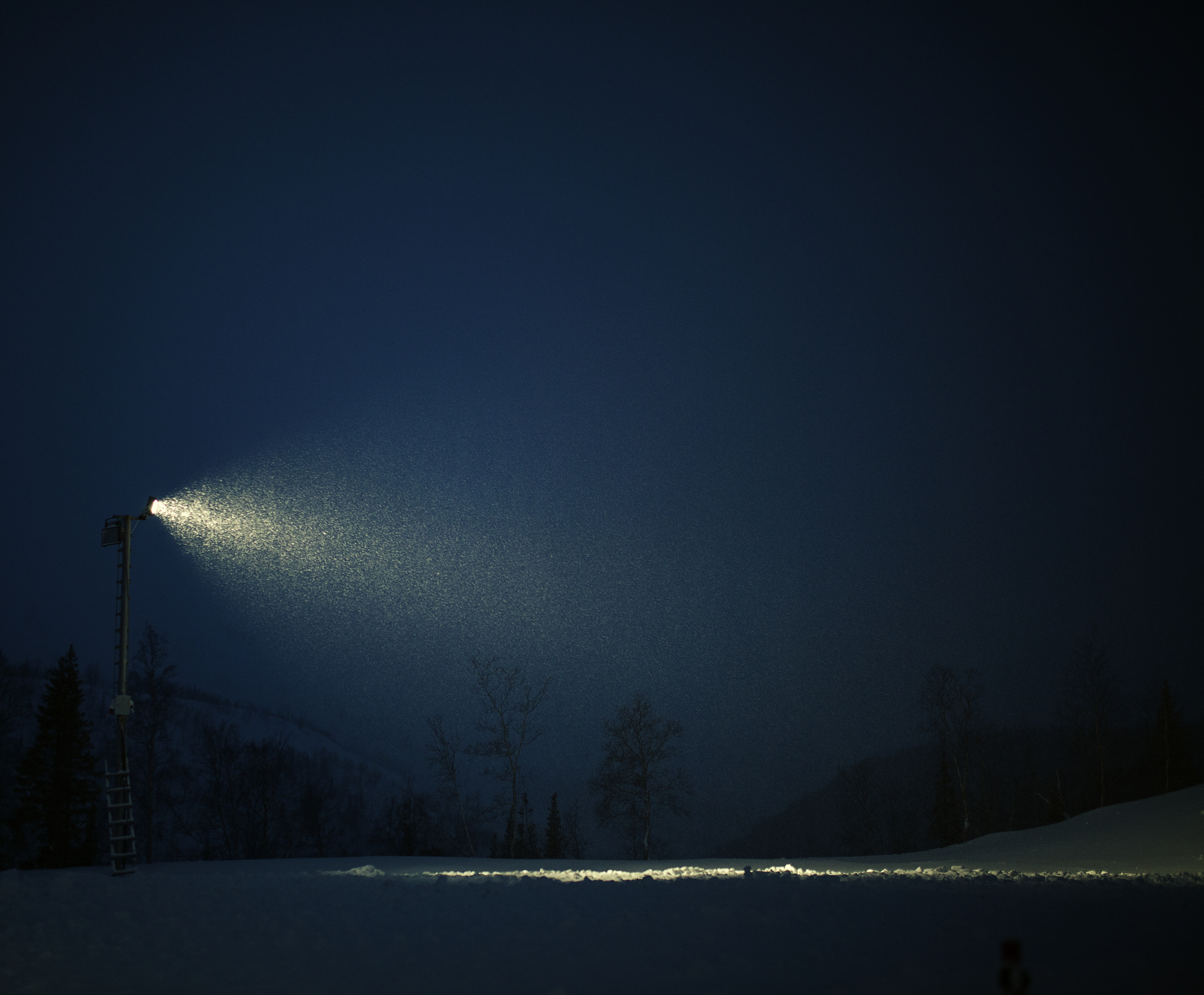 Light in the mountains - My, Snow, Light, Spotlight, Winter