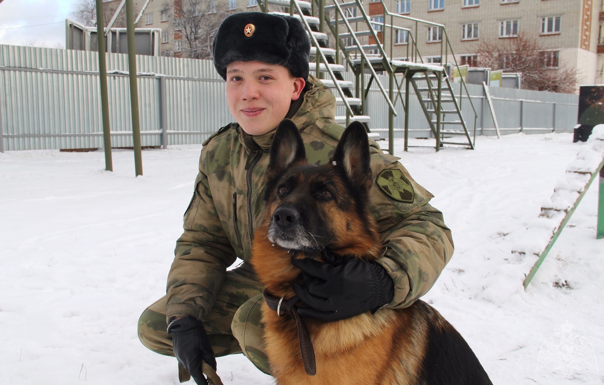 Russian Guard dog handler with a dog - Dog, The soldiers, Cynology, Rosgvardia, Milota