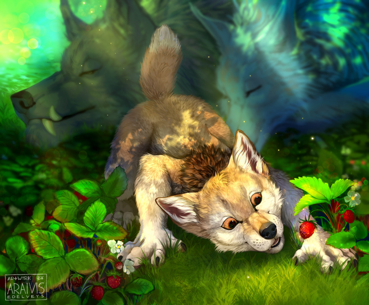 Werecalendar 2021 - July - Furry, Art, Araivis-Edelveys, Furry wolf, Furry canine, Nature, Grass