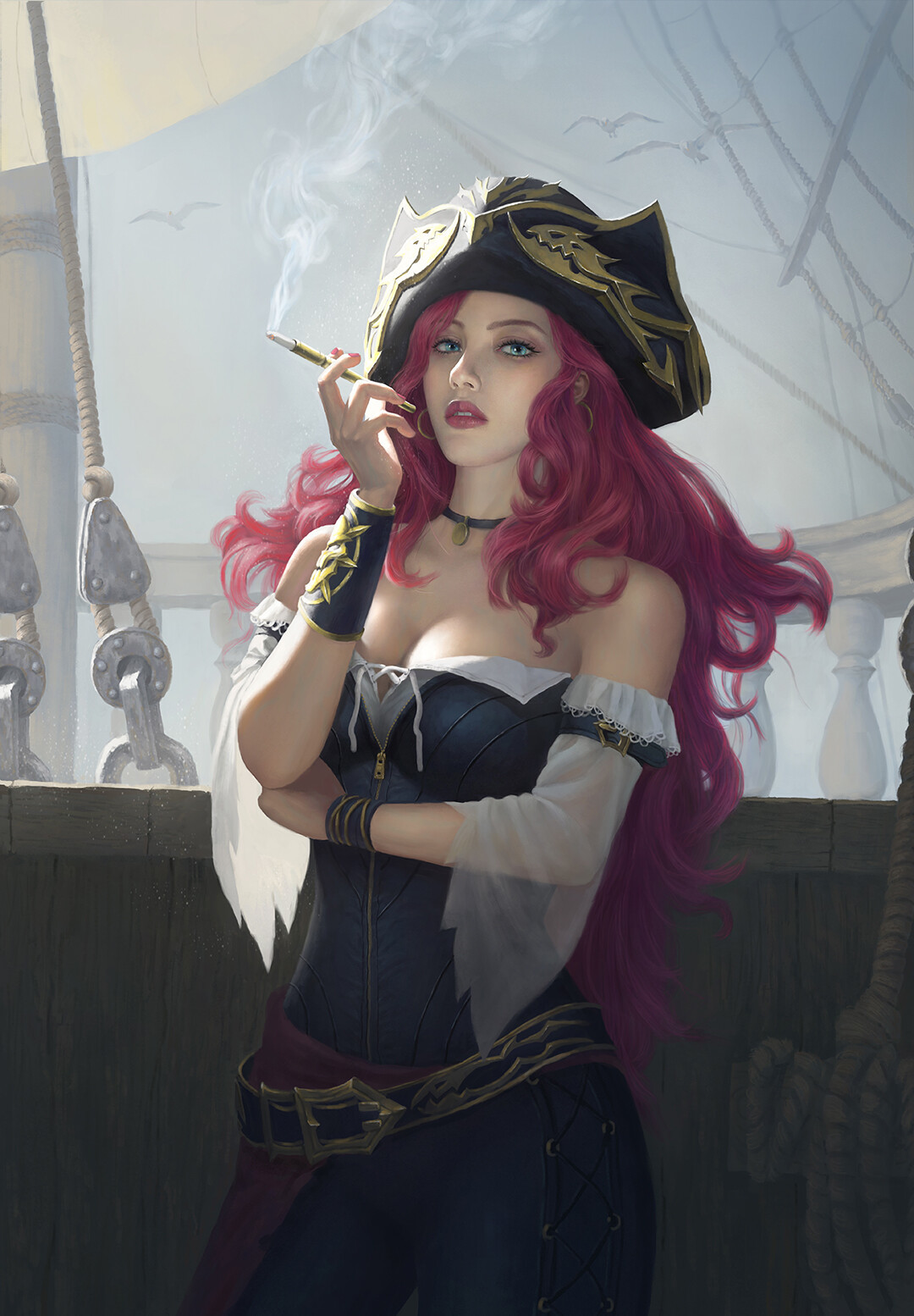 Мисс Фортуна - Рисунок, Пираты, Miss Fortune, Девушки, League of Legends, Арт