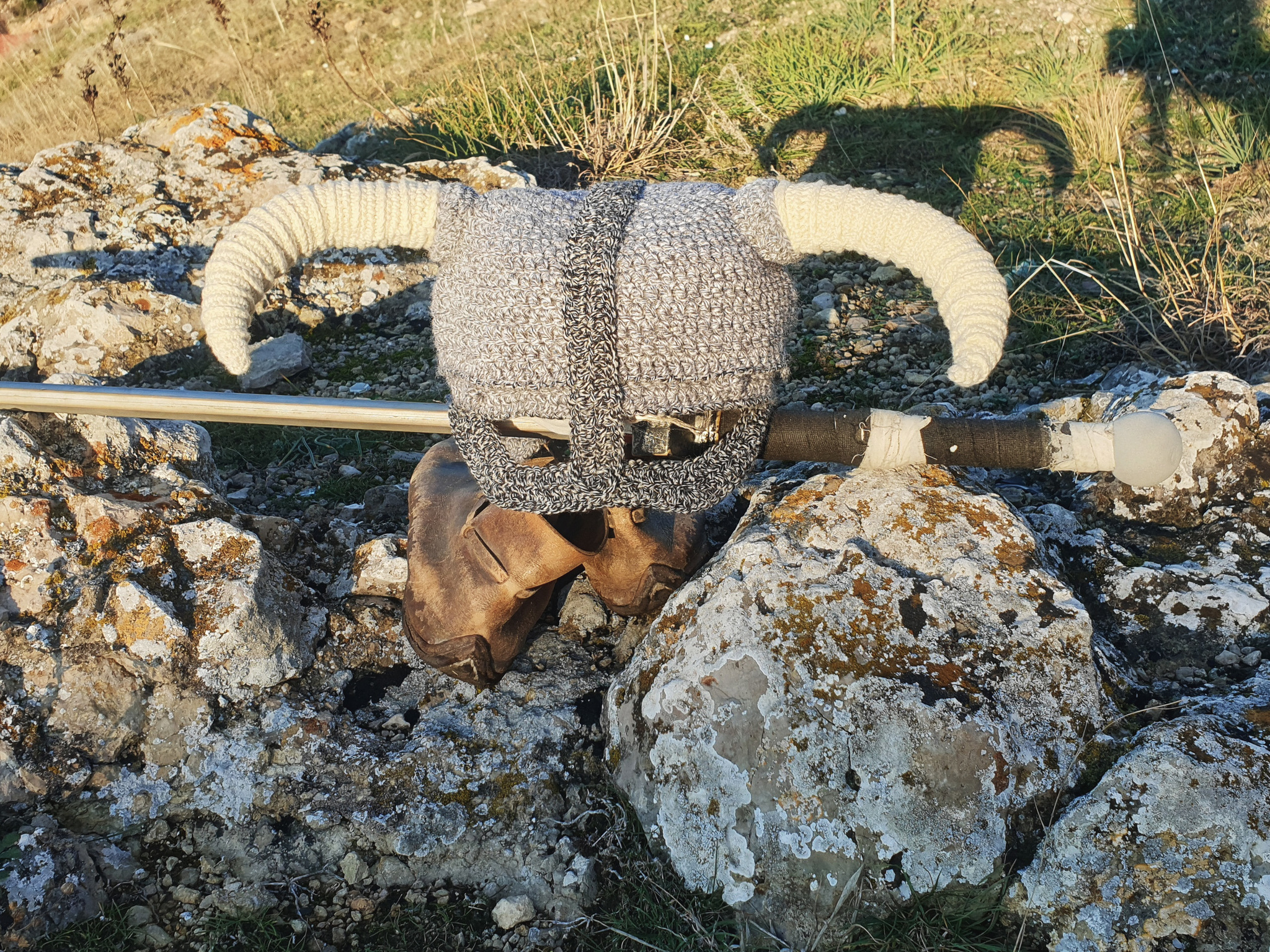 Crochet Dovahkiin helmet - My, Needlework without process, Crochet, The elder scrolls, The Elder Scrolls V: Skyrim, Dovahkiin, Helmet, Longpost