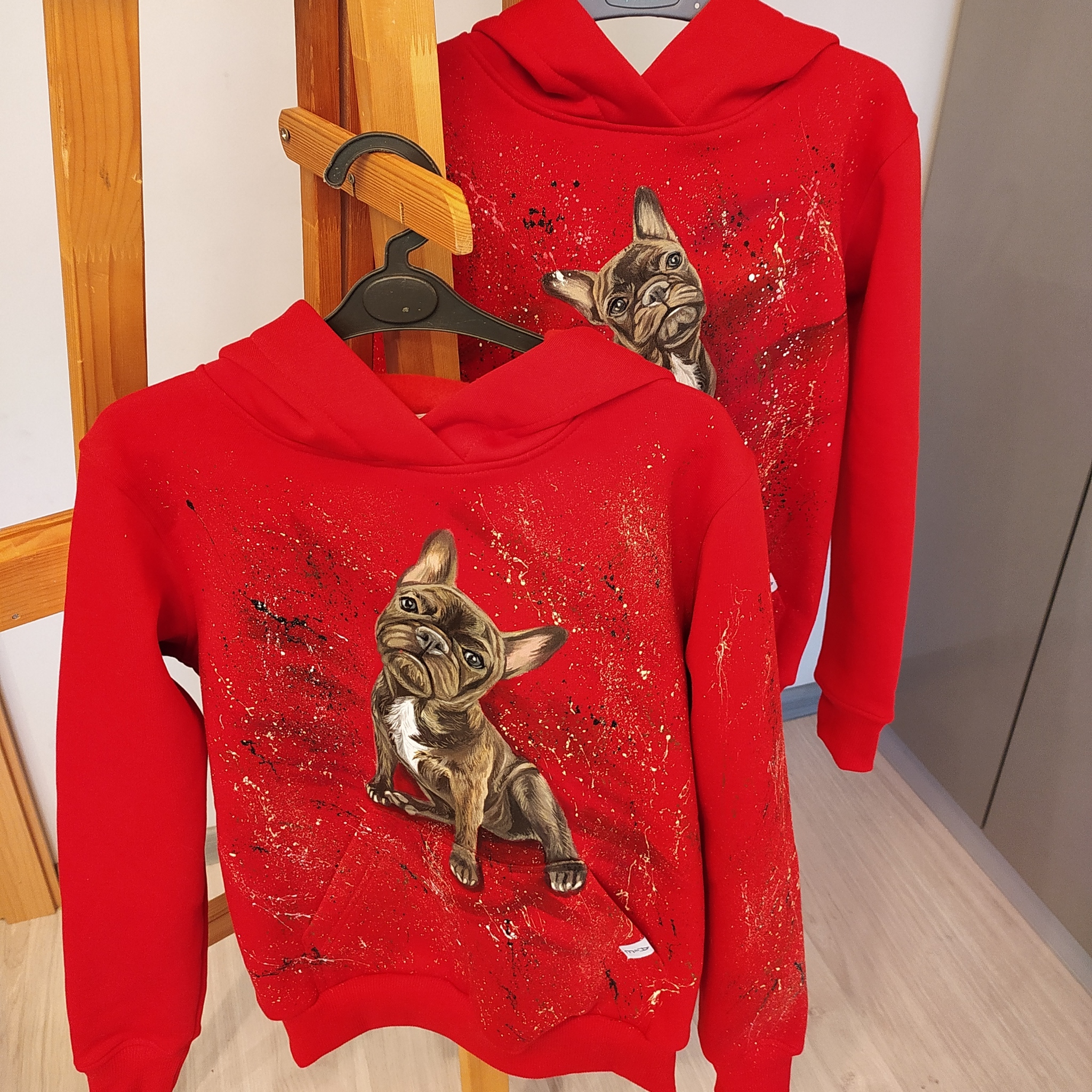 Dogs on sweatshirts. Hand painted - My, Handmade, Dog, Pets, With your own hands, Animals, Customization, Custom, Longpost